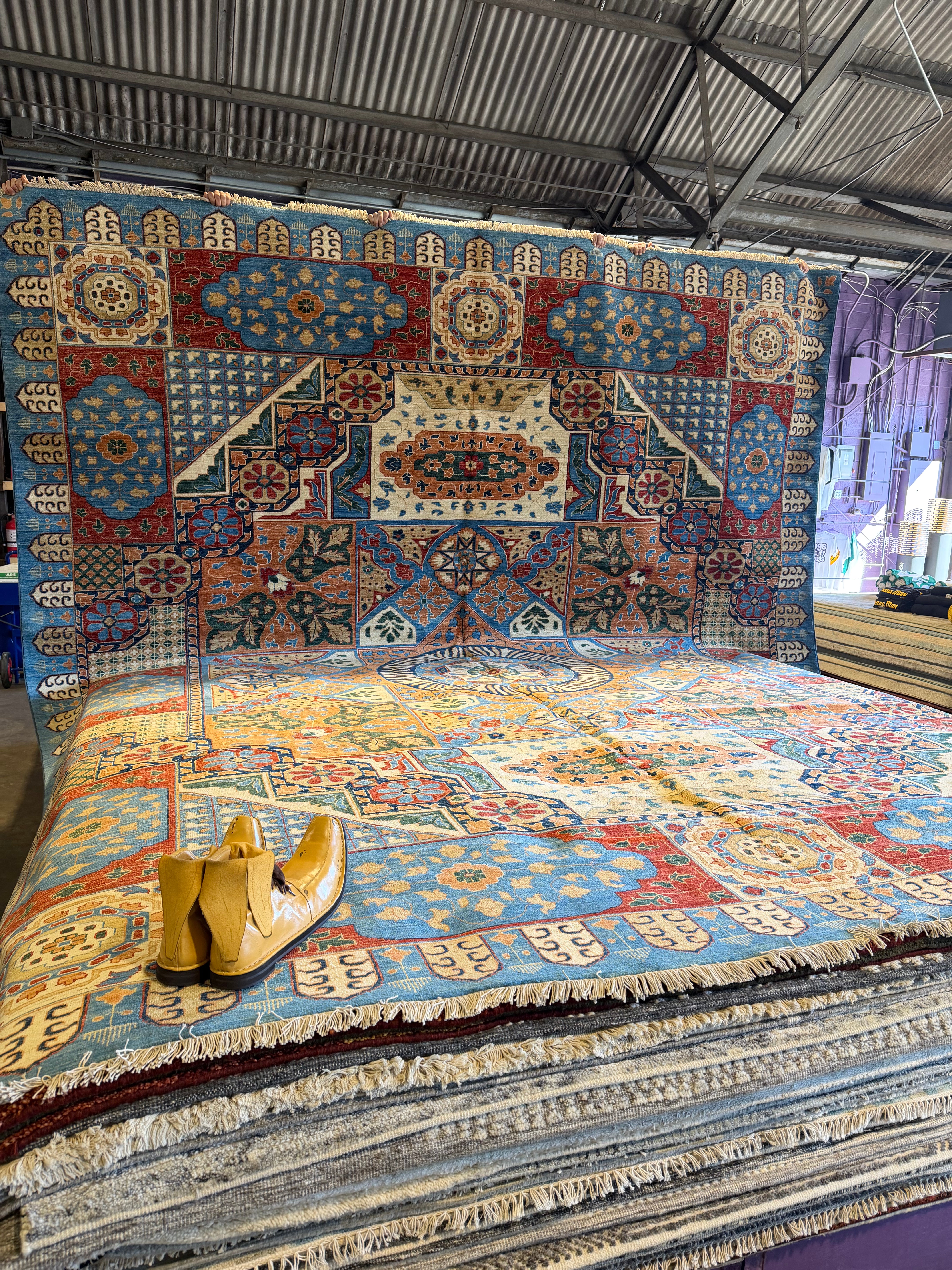 Lea Cochran 11.11x14.9 Blue Afghani Heriz Rug