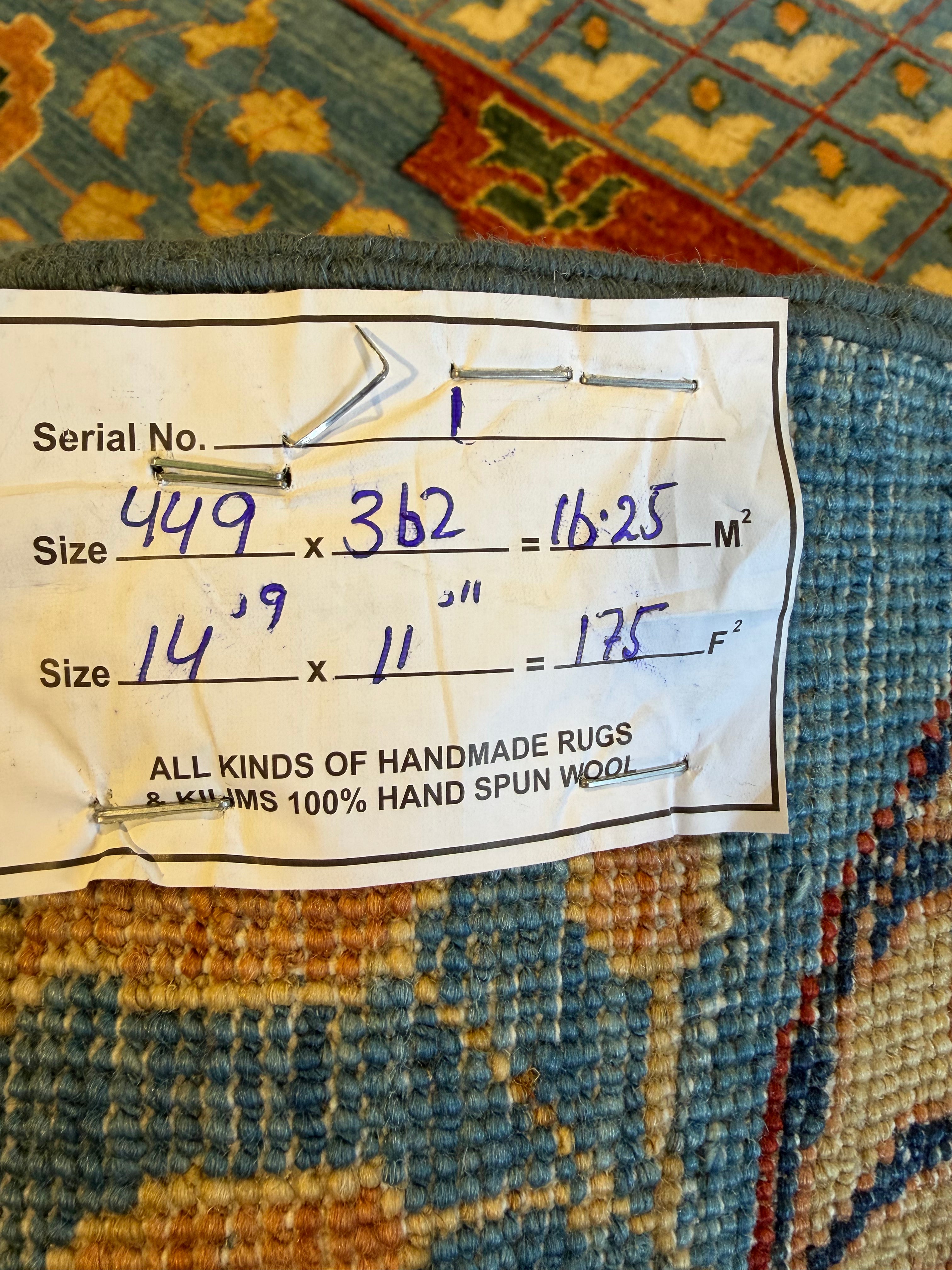 Lea Cochran 11.11x14.9 Blue Afghani Heriz Rug