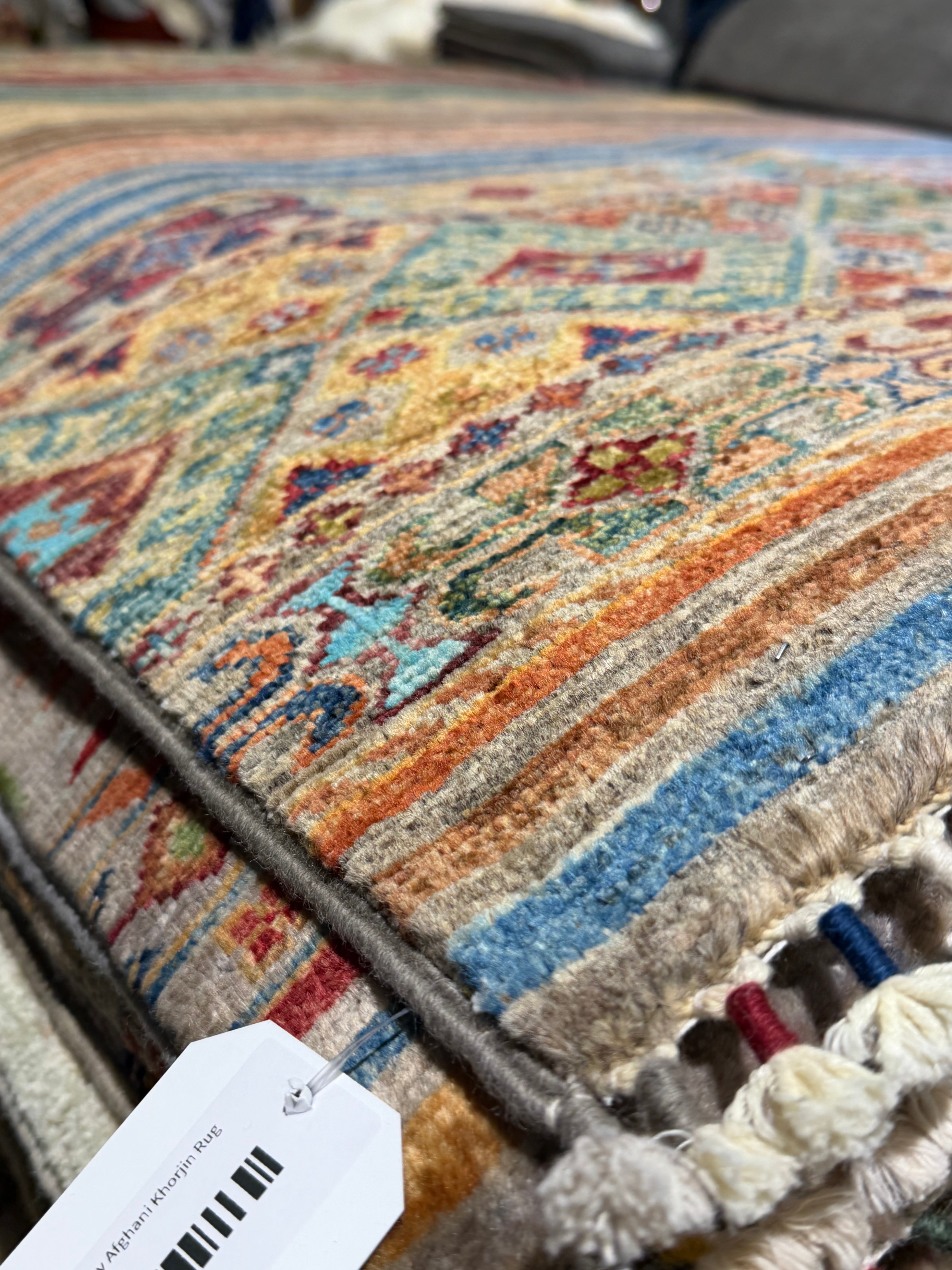 Astrid Rotenberry 2.9x3.11 Silver/Grey Afghani Khorjin Rug