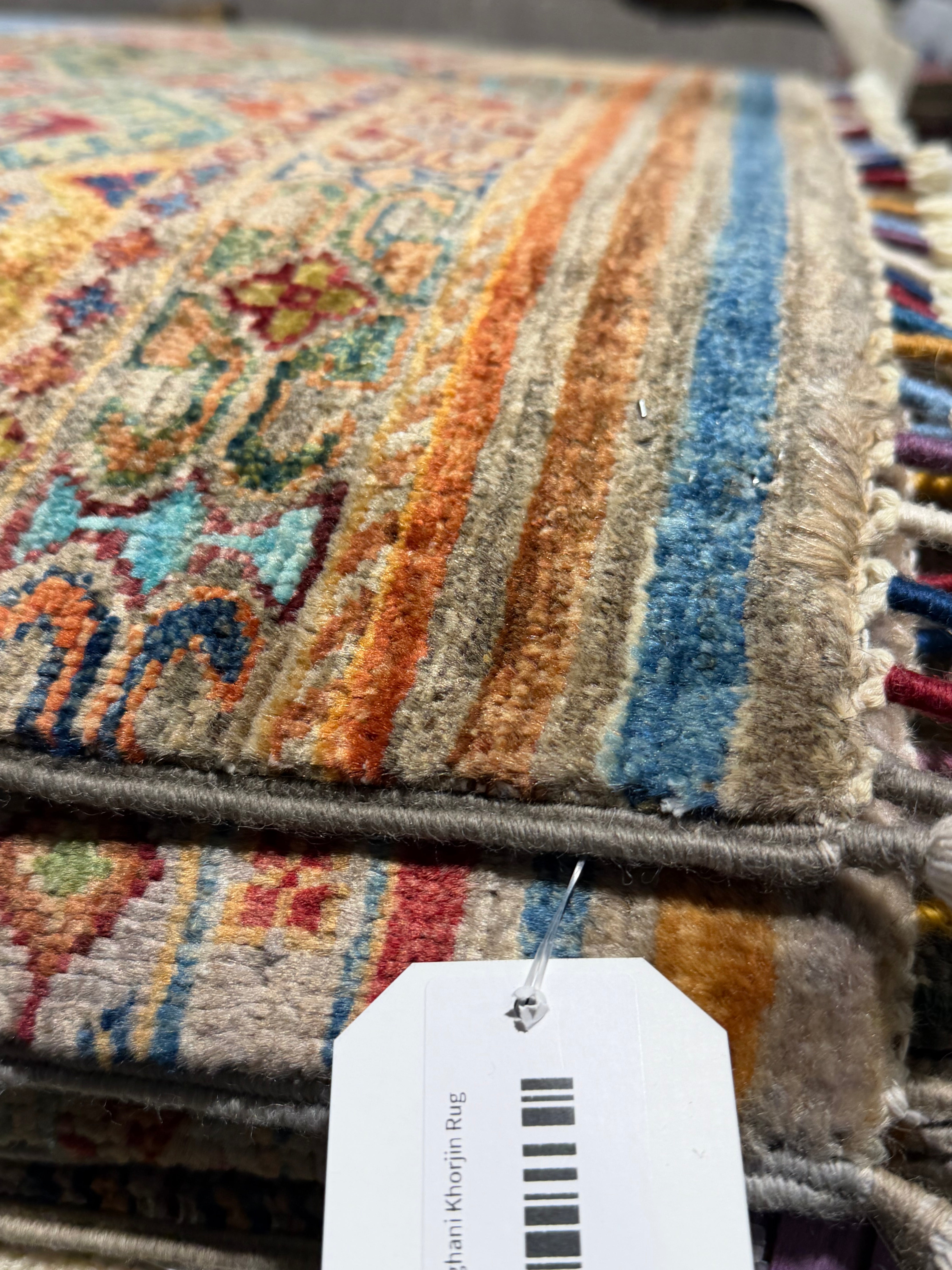 Astrid Rotenberry 2.9x3.11 Silver/Grey Afghani Khorjin Rug