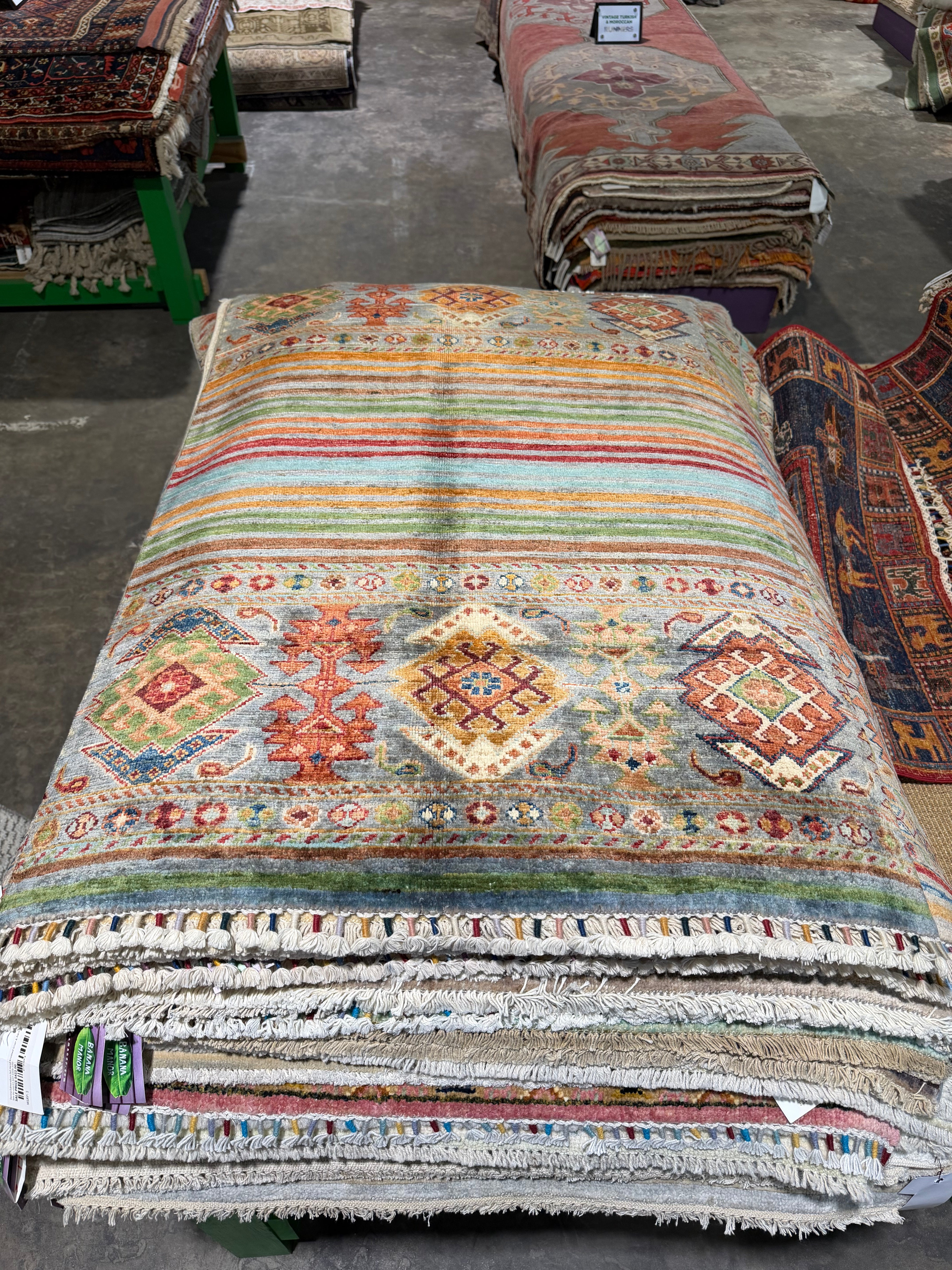 Meredith Marks 2.8x4.5 Silver/Grey Afghani Khorjin Rug