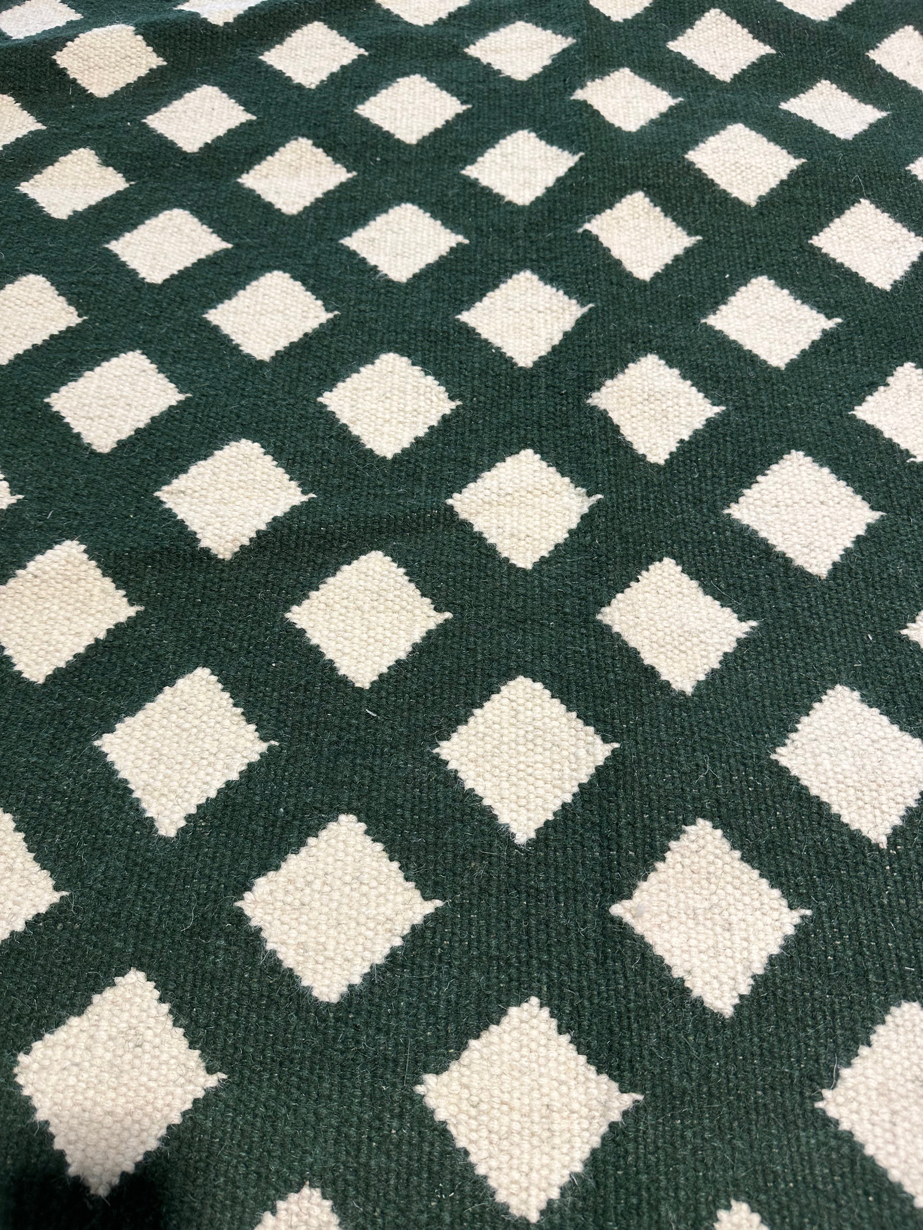 Bradley Carter 6x8 Green Durrie Rug - CLEARANCE 30% off