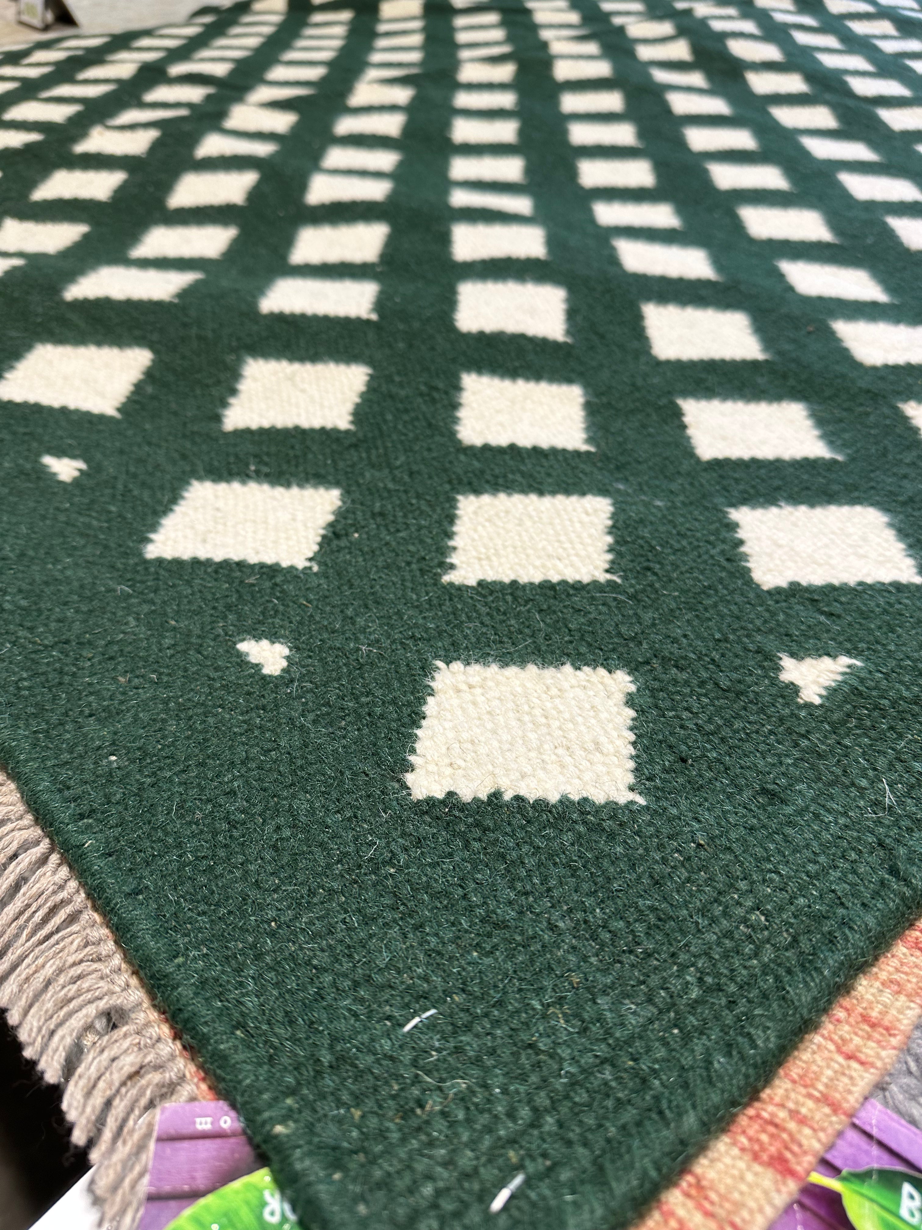 Bradley Carter 6x8 Green Durrie Rug - CLEARANCE 30% off