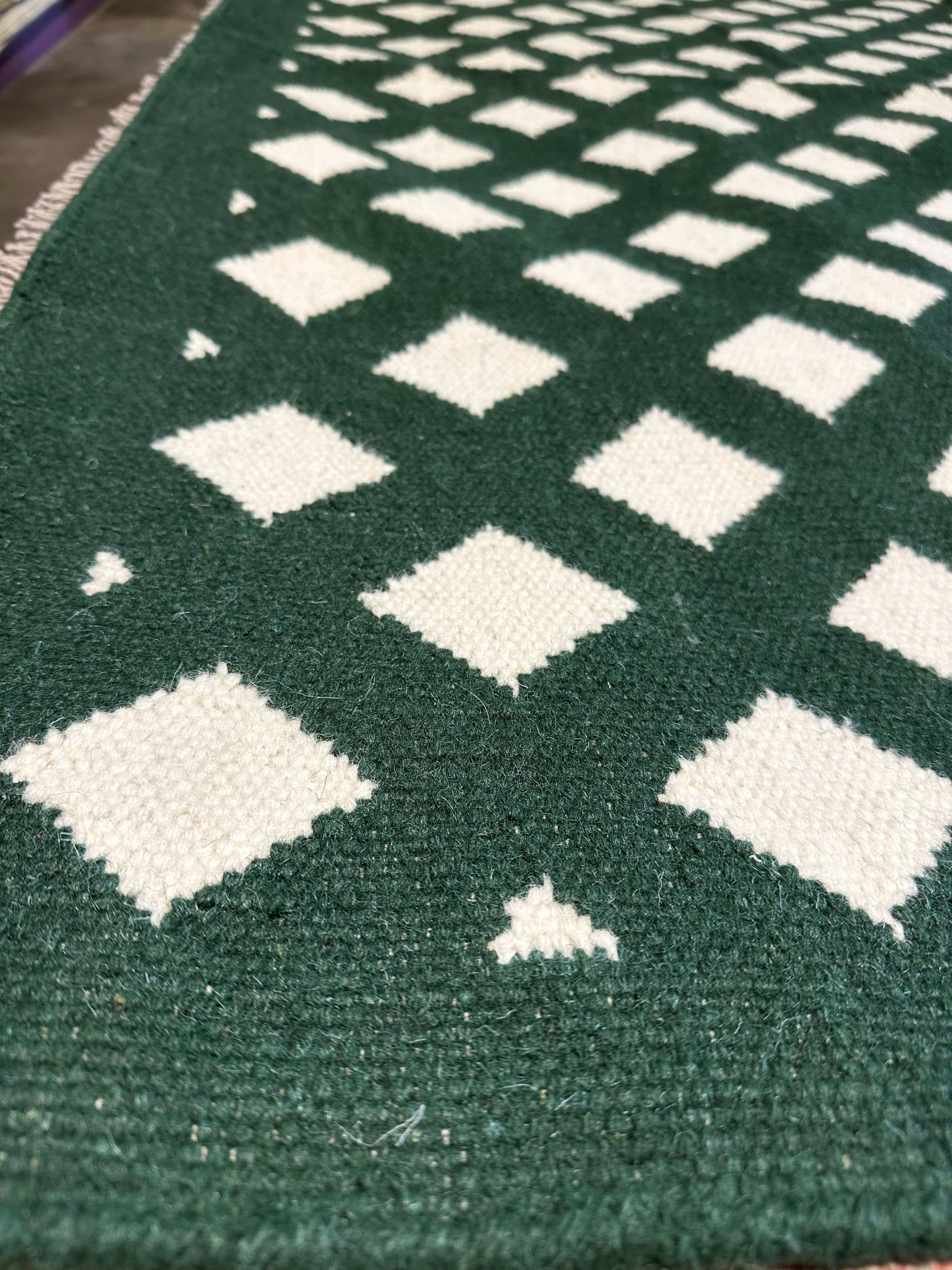 Bradley Carter 6x8 Green Durrie Rug - CLEARANCE 30% off