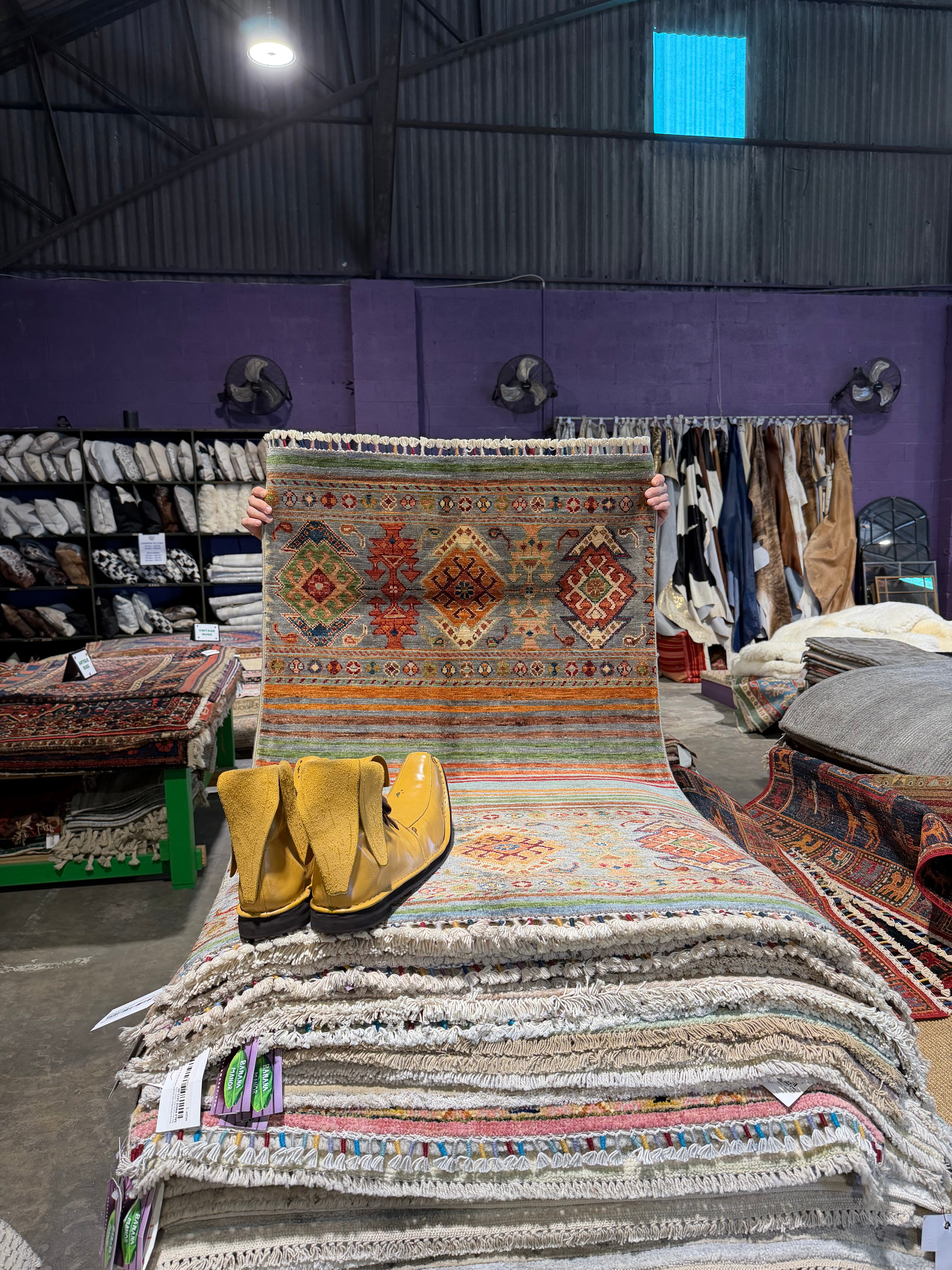 Meredith Marks 2.8x4.5 Silver/Grey Afghani Khorjin Rug