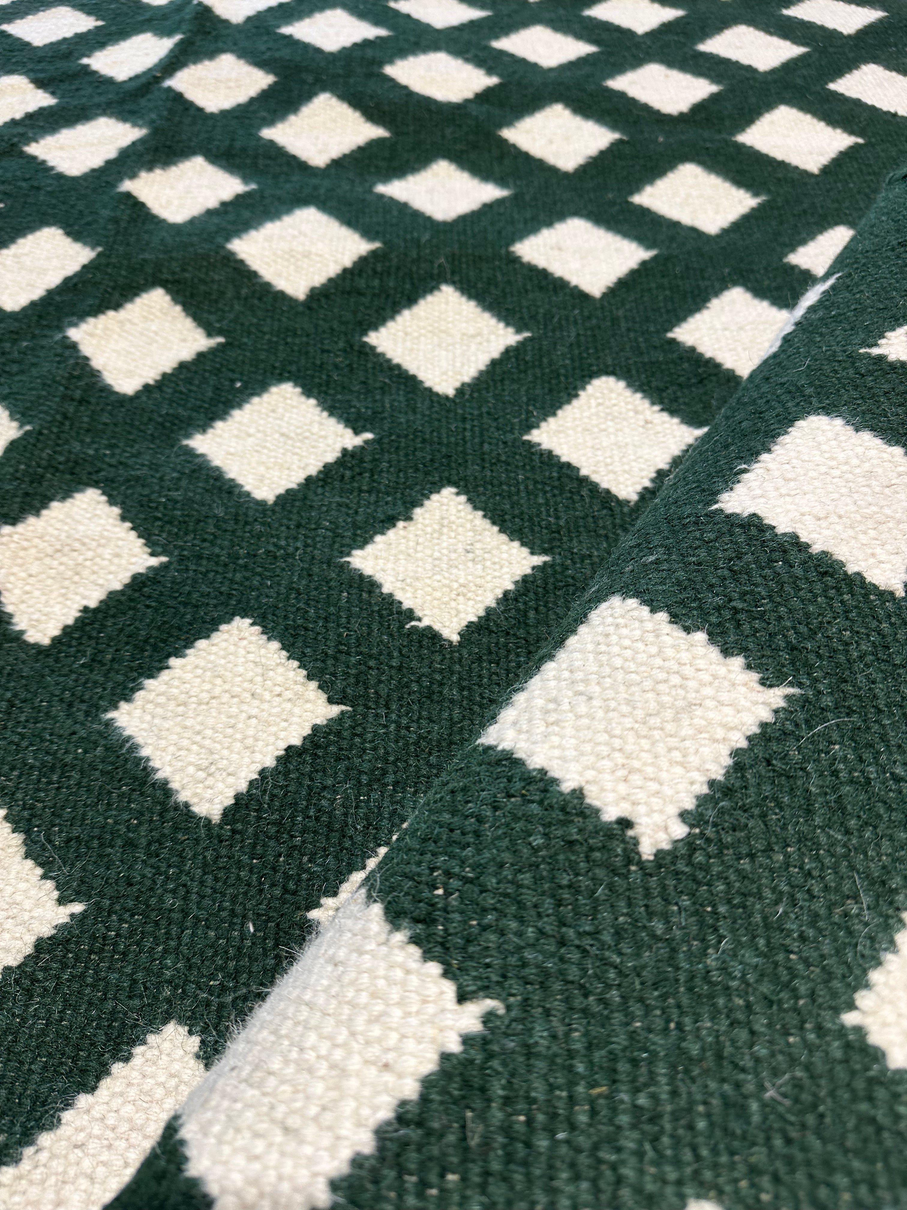 Bradley Carter 6x8 Green Durrie Rug - CLEARANCE 30% off