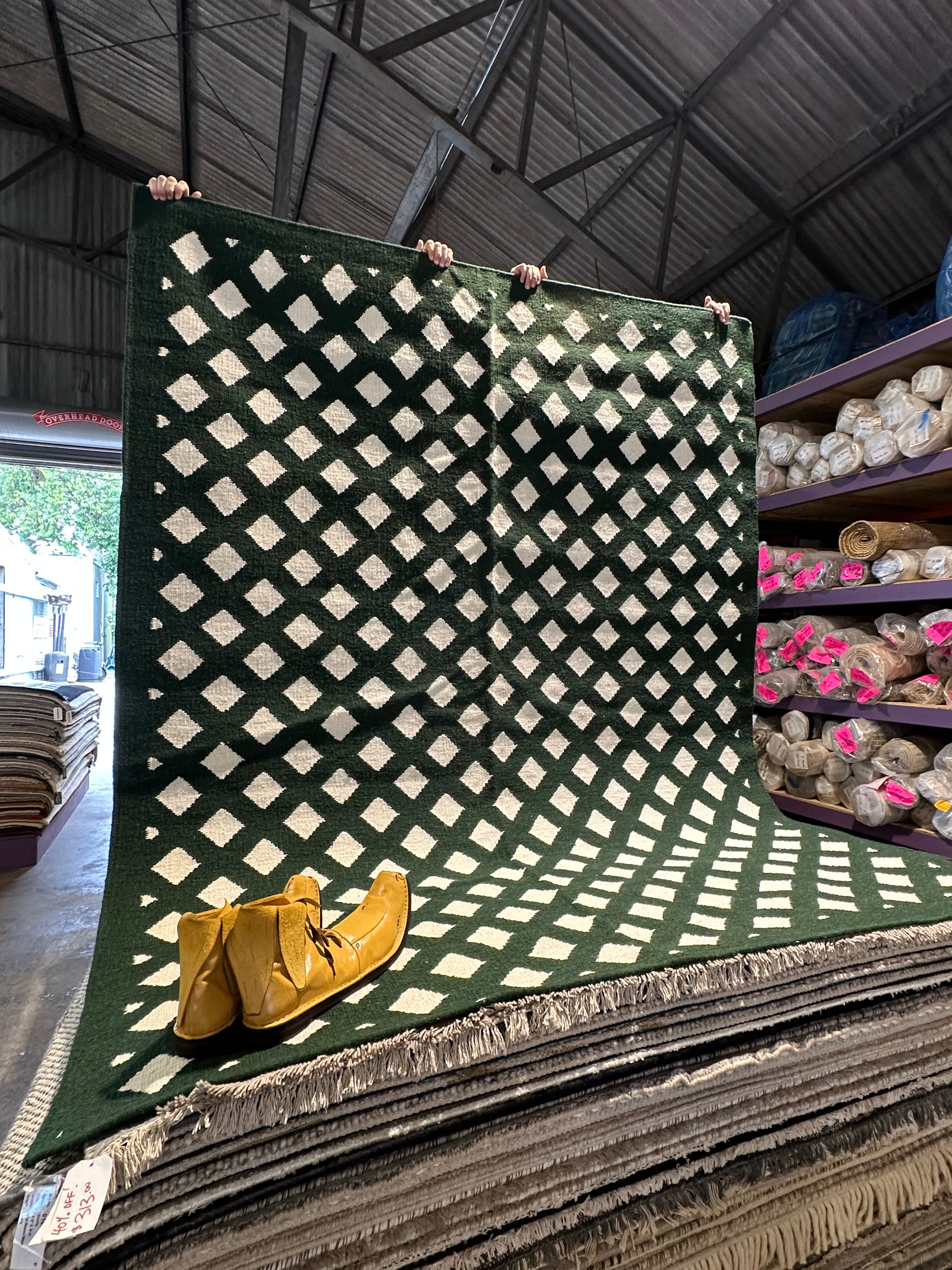 Bradley Carter 6x8 Green Durrie Rug - CLEARANCE 30% off
