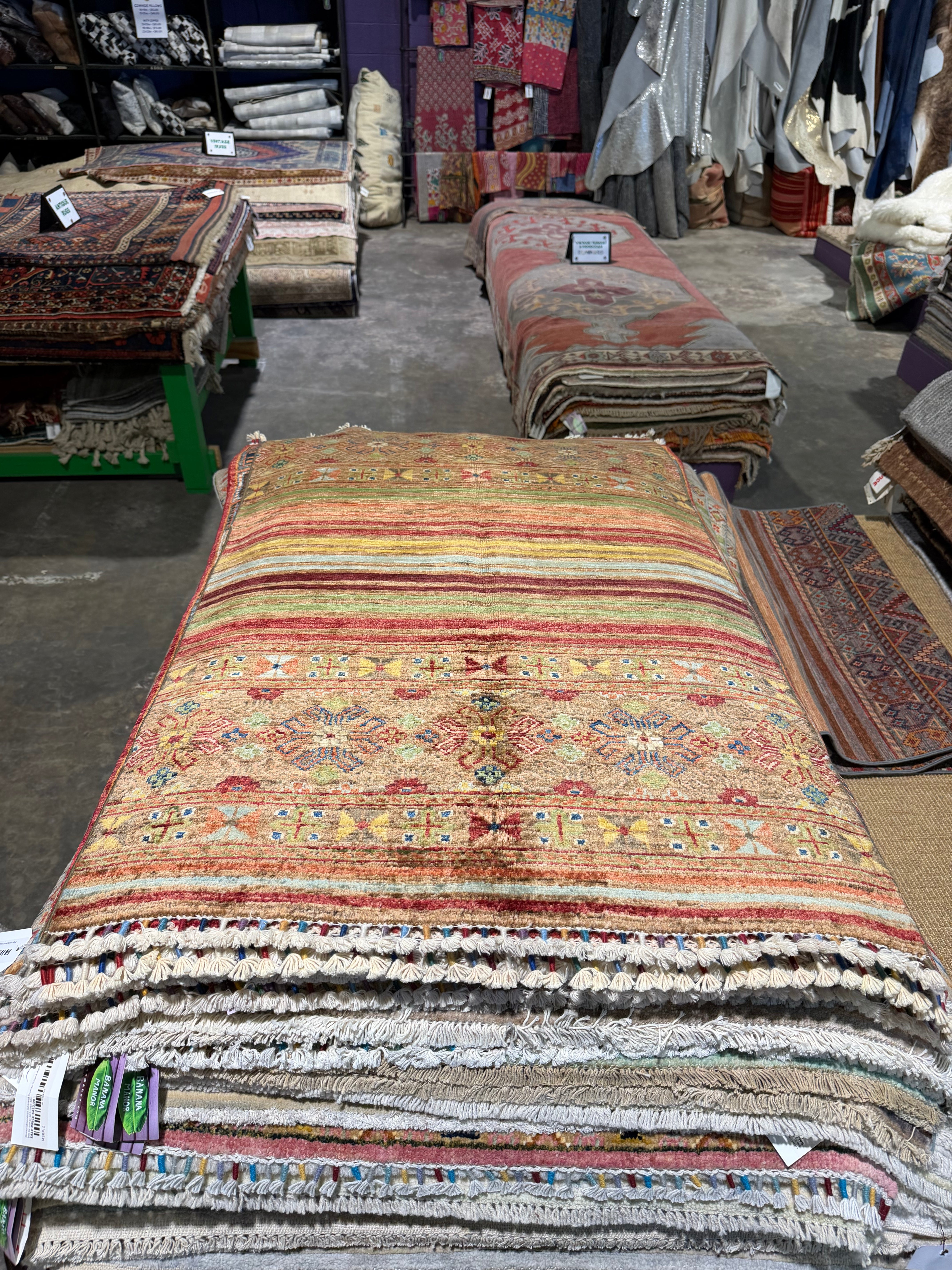 Leah Merritt 2.7x4.4 Orange Afghani Khorjin Rug
