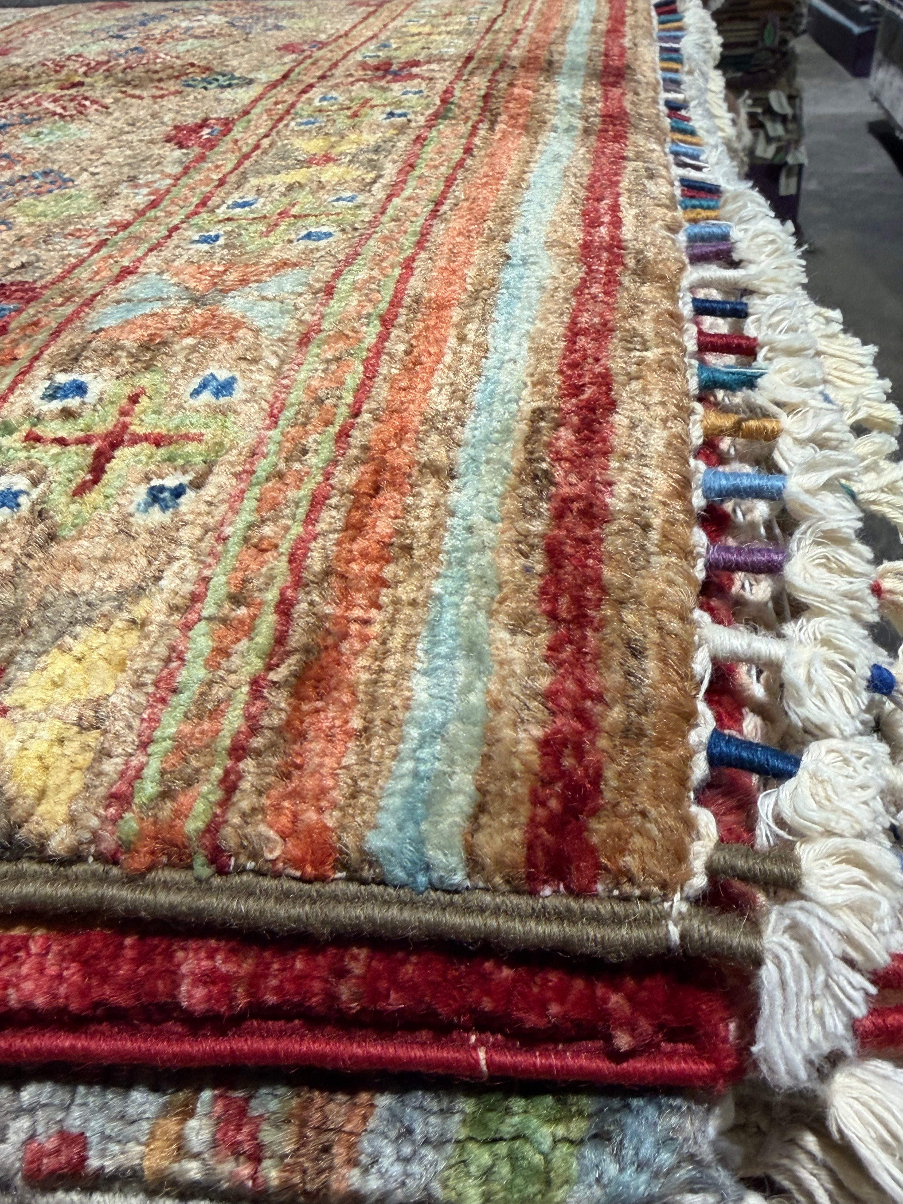 Leah Merritt 2.7x4.4 Orange Afghani Khorjin Rug