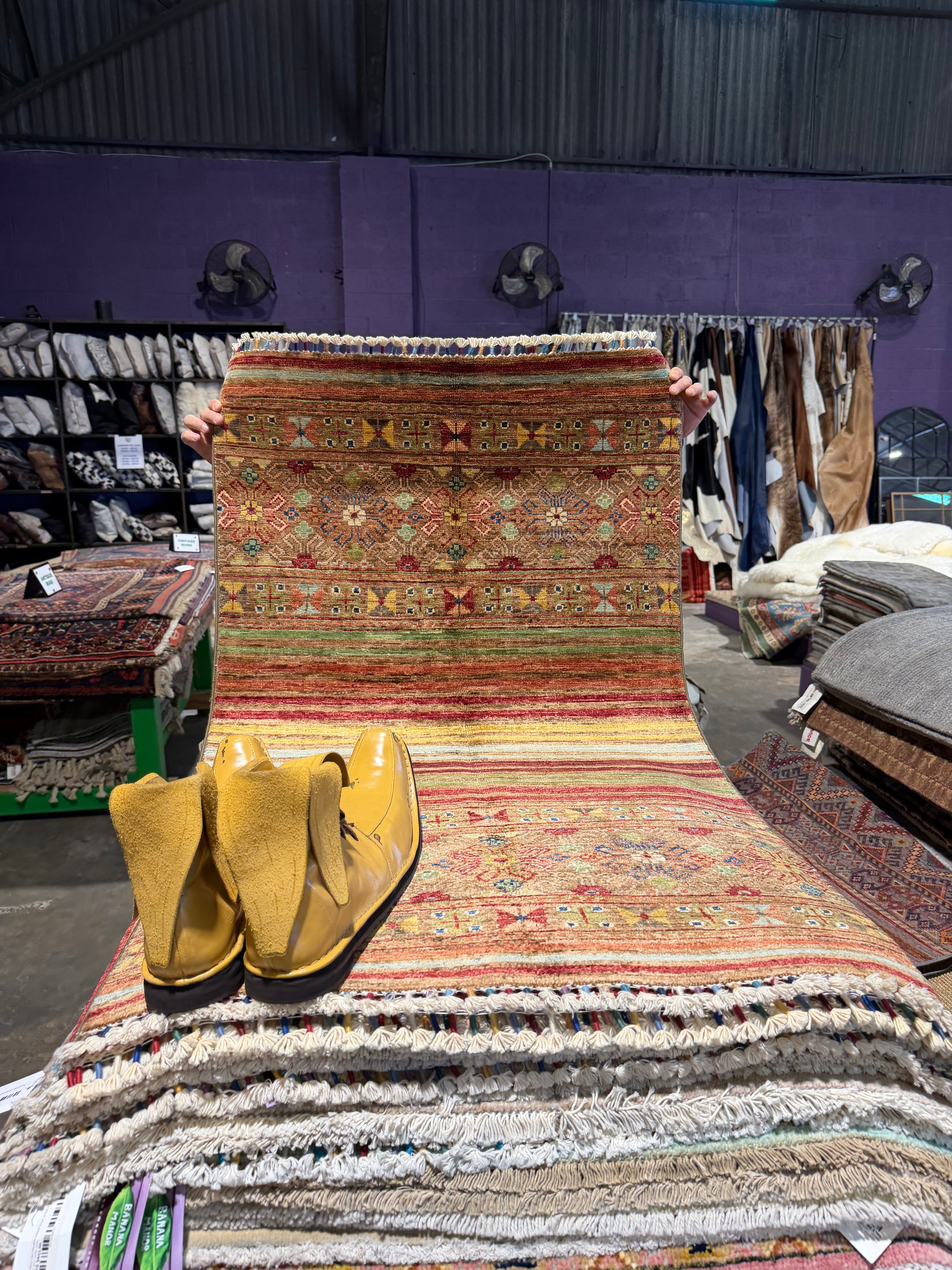 Leah Merritt 2.7x4.4 Orange Afghani Khorjin Rug