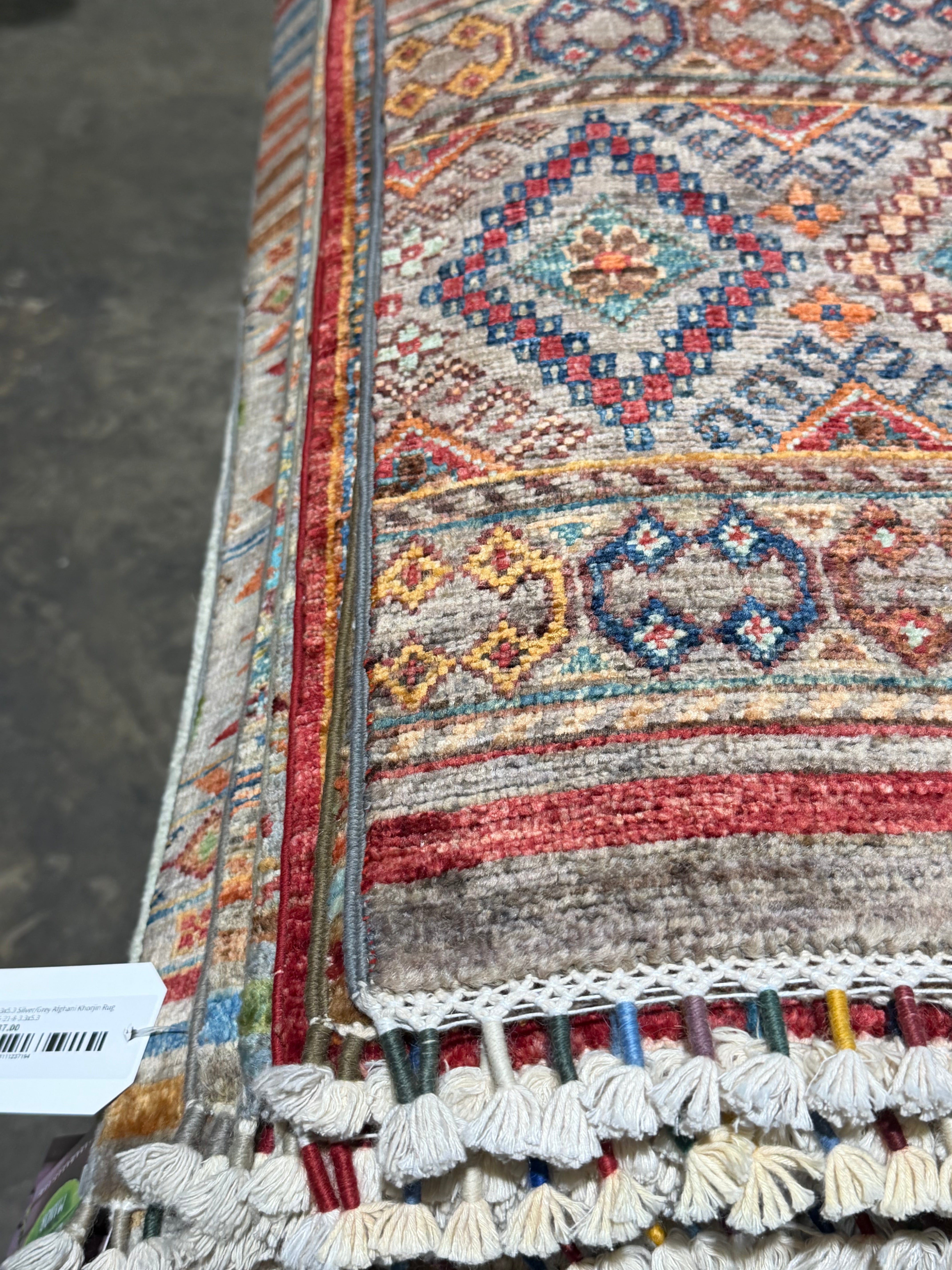 Tiffany Ho 2.7x4.6 Silve/Grey Afghani Khorjin Rug