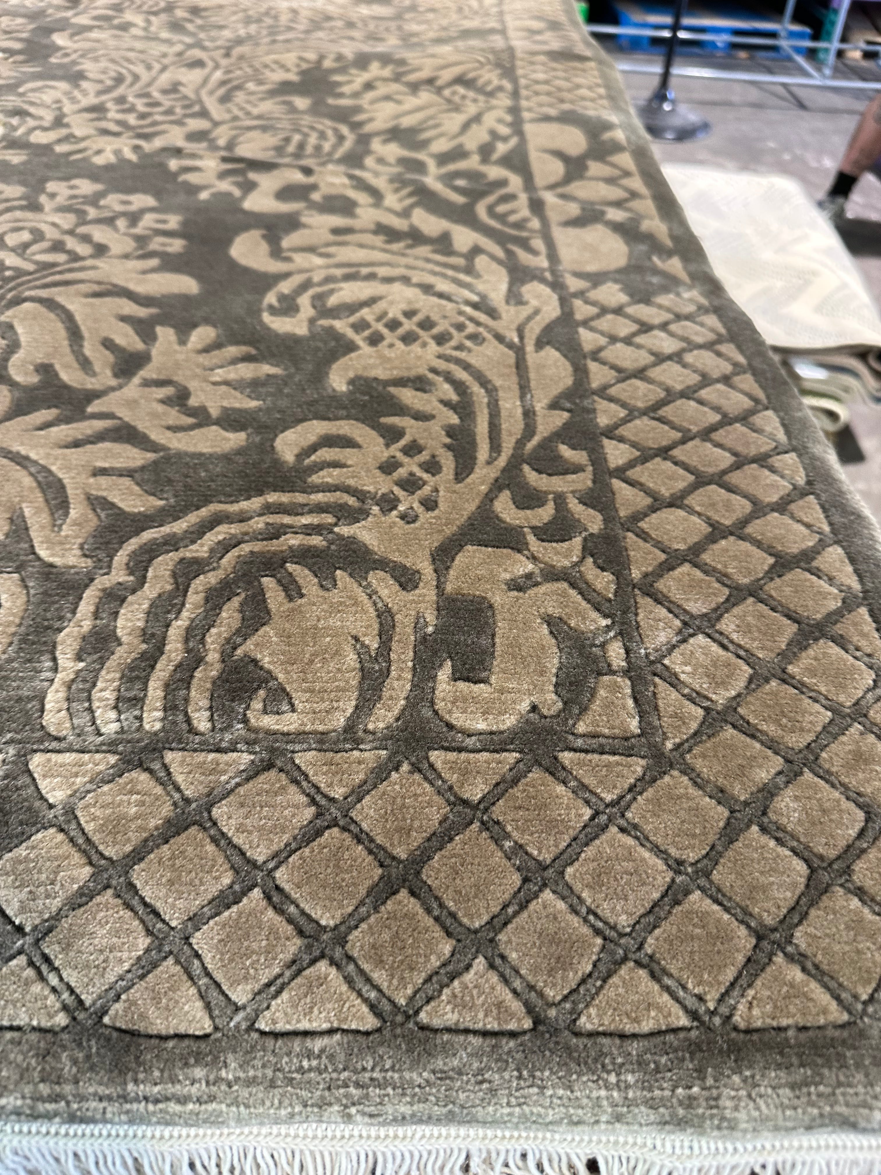 Eve Olasov 5.6x8.4 Green Nepalese Rug - CLEARANCE 30% off