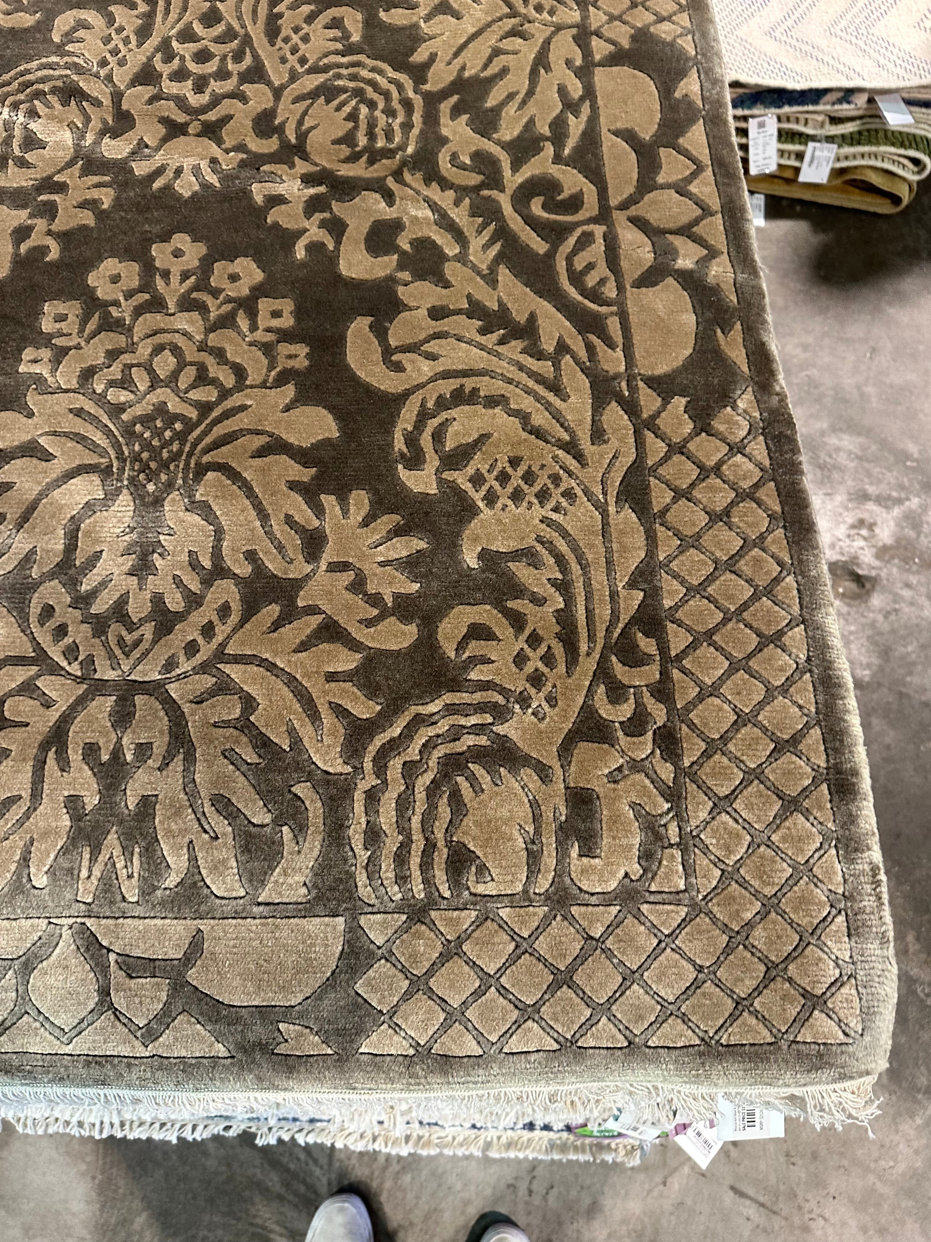 Eve Olasov 5.6x8.4 Green Nepalese Rug - CLEARANCE 30% off