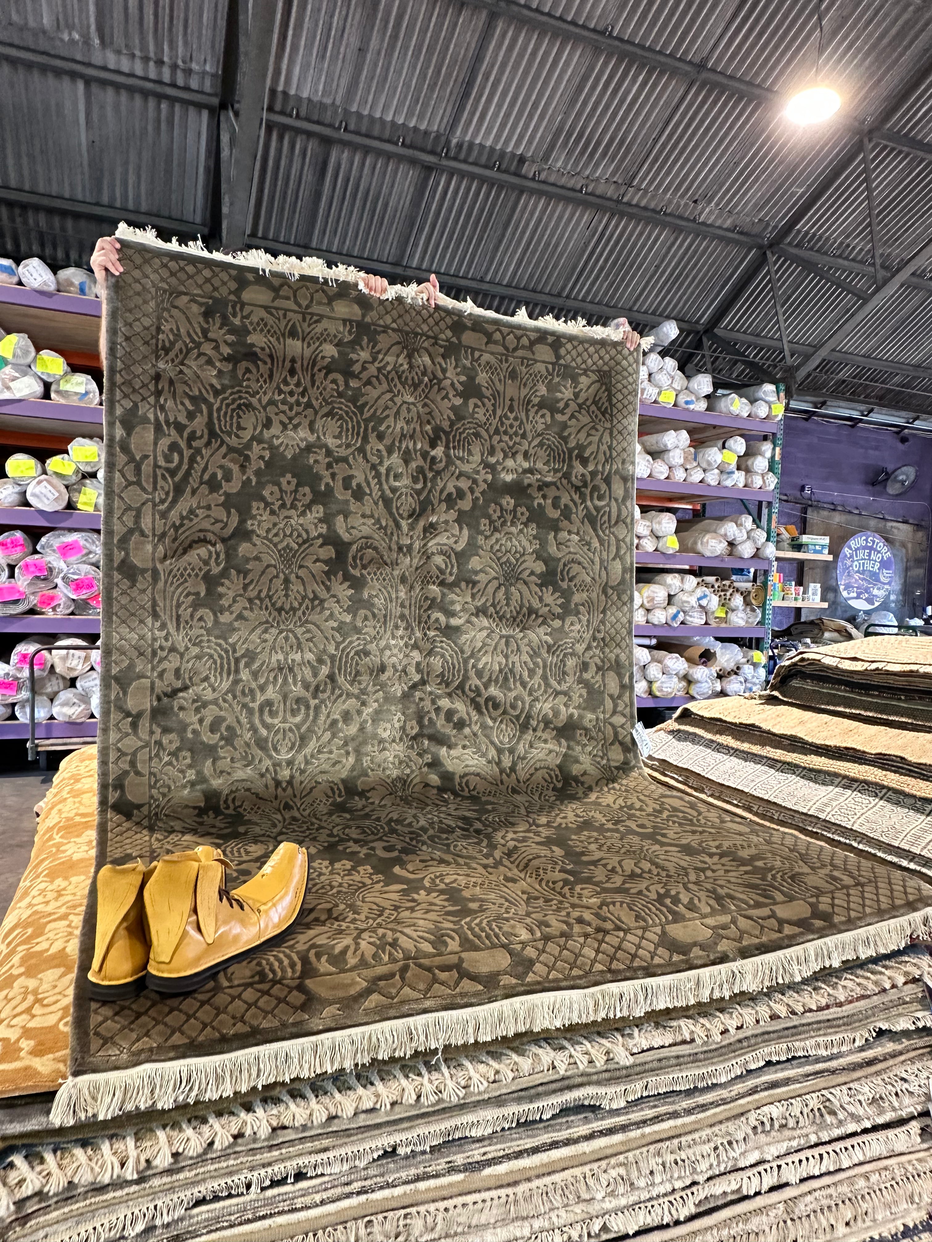 Eve Olasov 5.6x8.4 Green Nepalese Rug - CLEARANCE 30% off