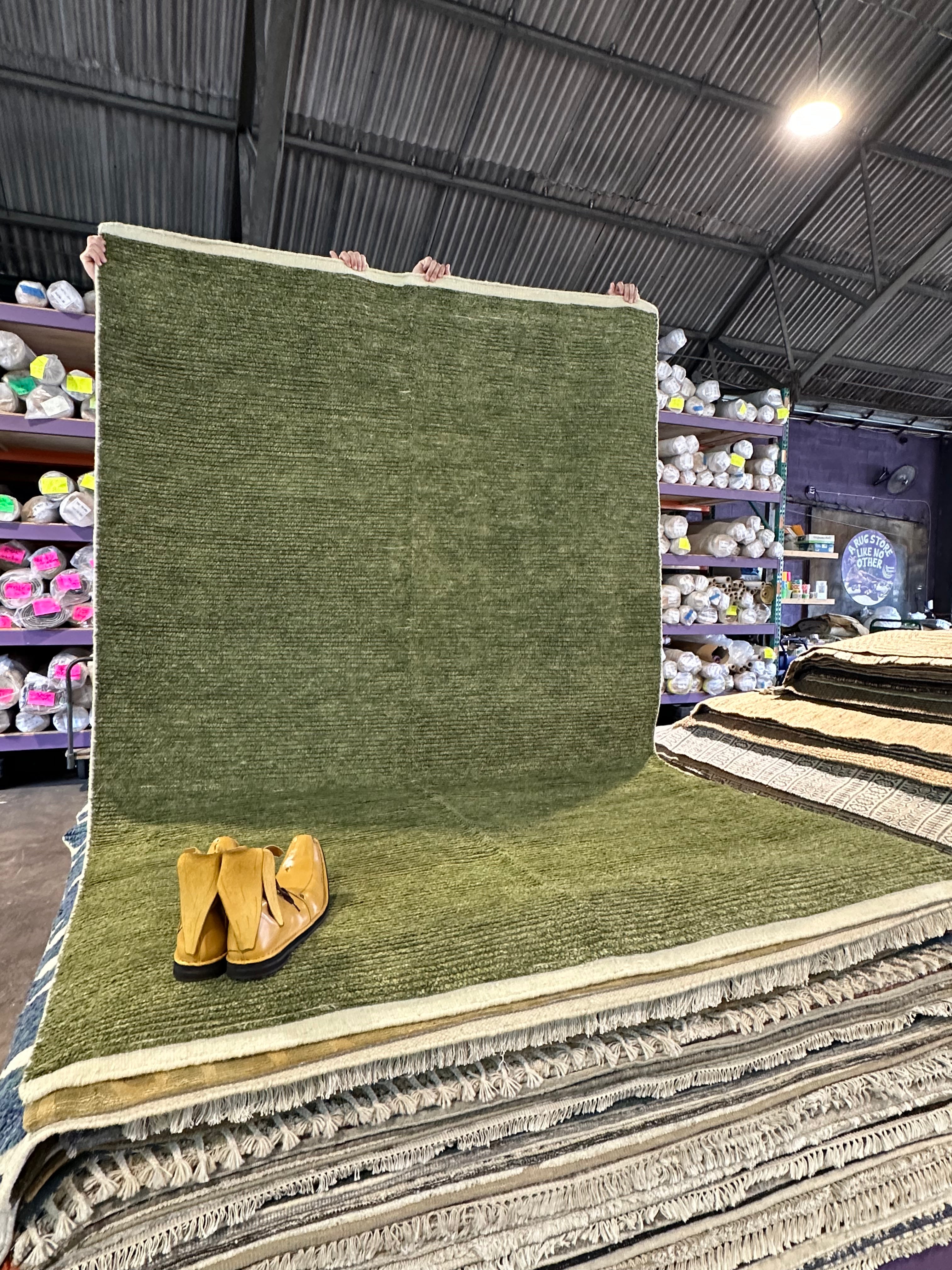 Jackson Mahomes 6x9.3 Green Berber Rug - CLEARANCE 30% off