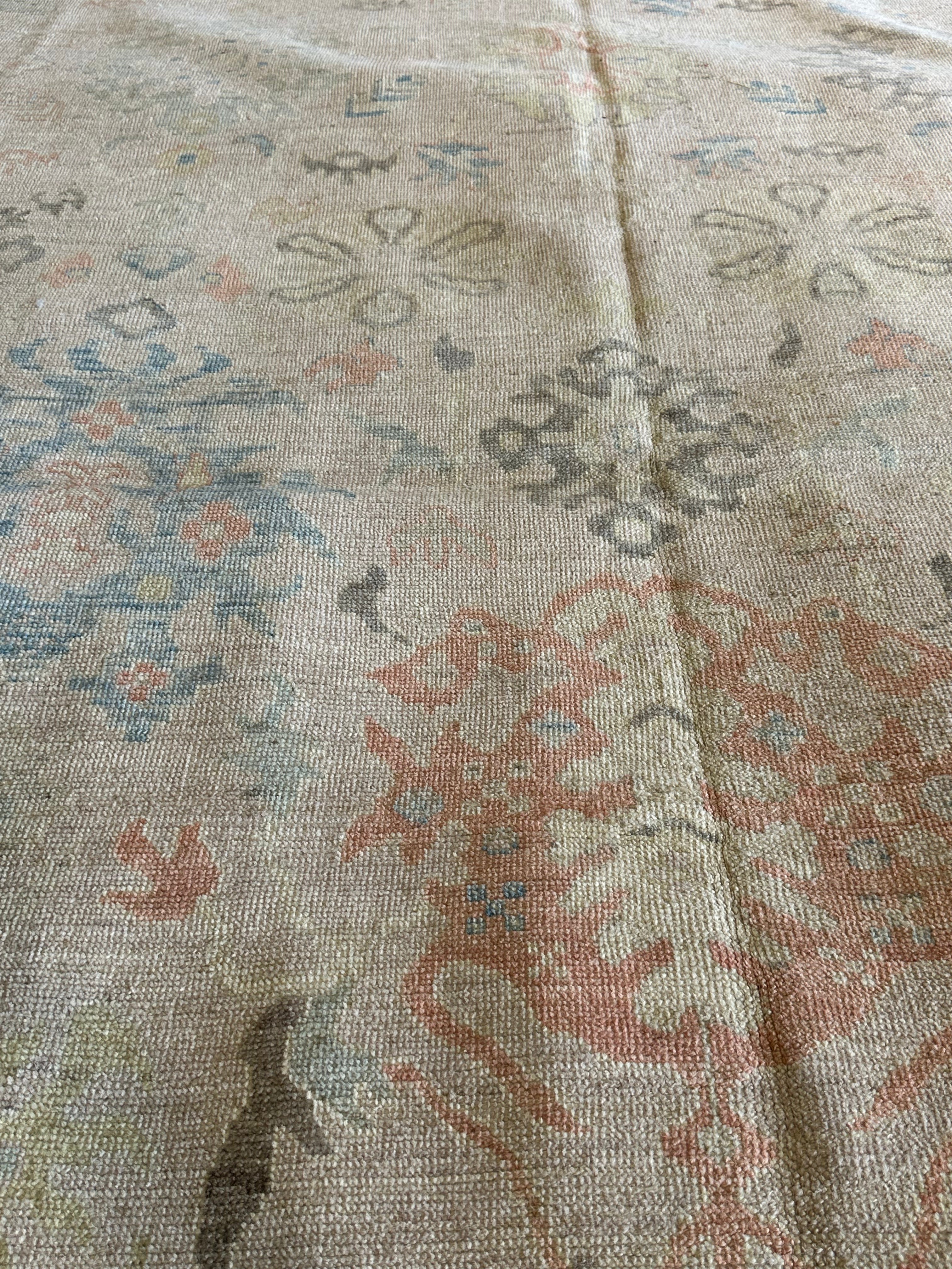 Nina 9.10x13.7 Beige Multi Whitewashed Afghani Oushak