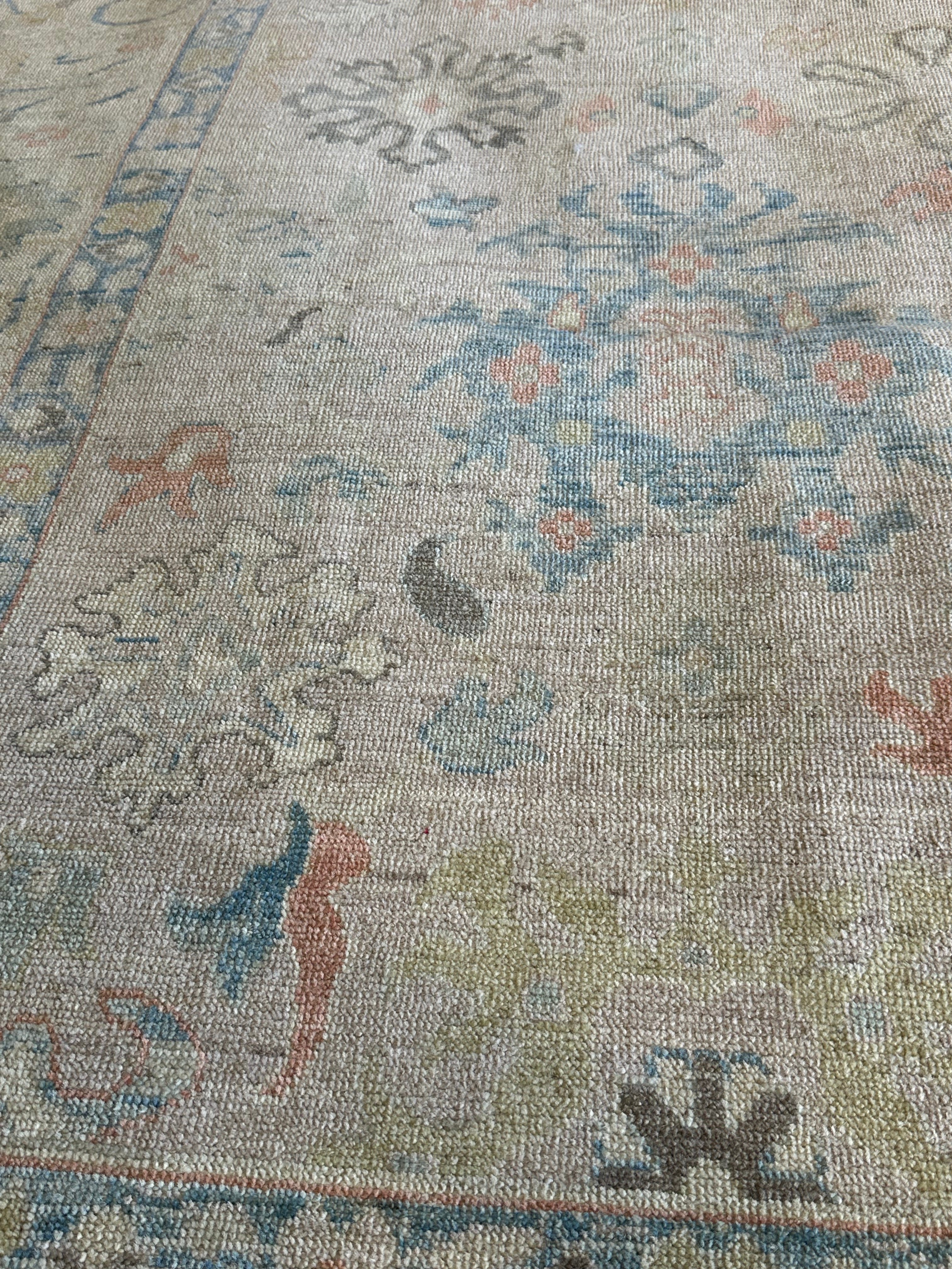Nina 9.10x13.7 Beige Multi Whitewashed Afghani Oushak