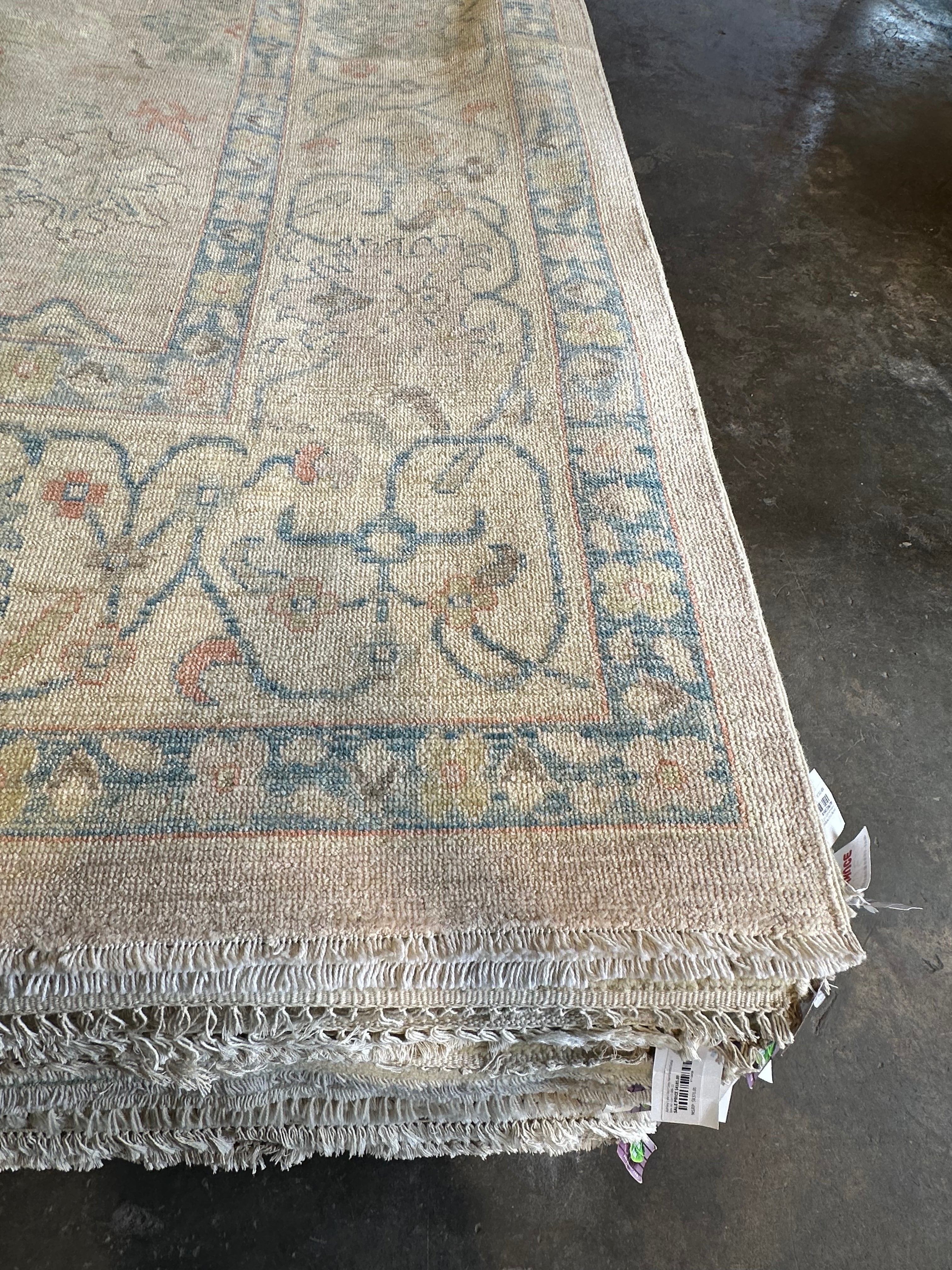 Nina 9.10x13.7 Beige Multi Whitewashed Afghani Oushak