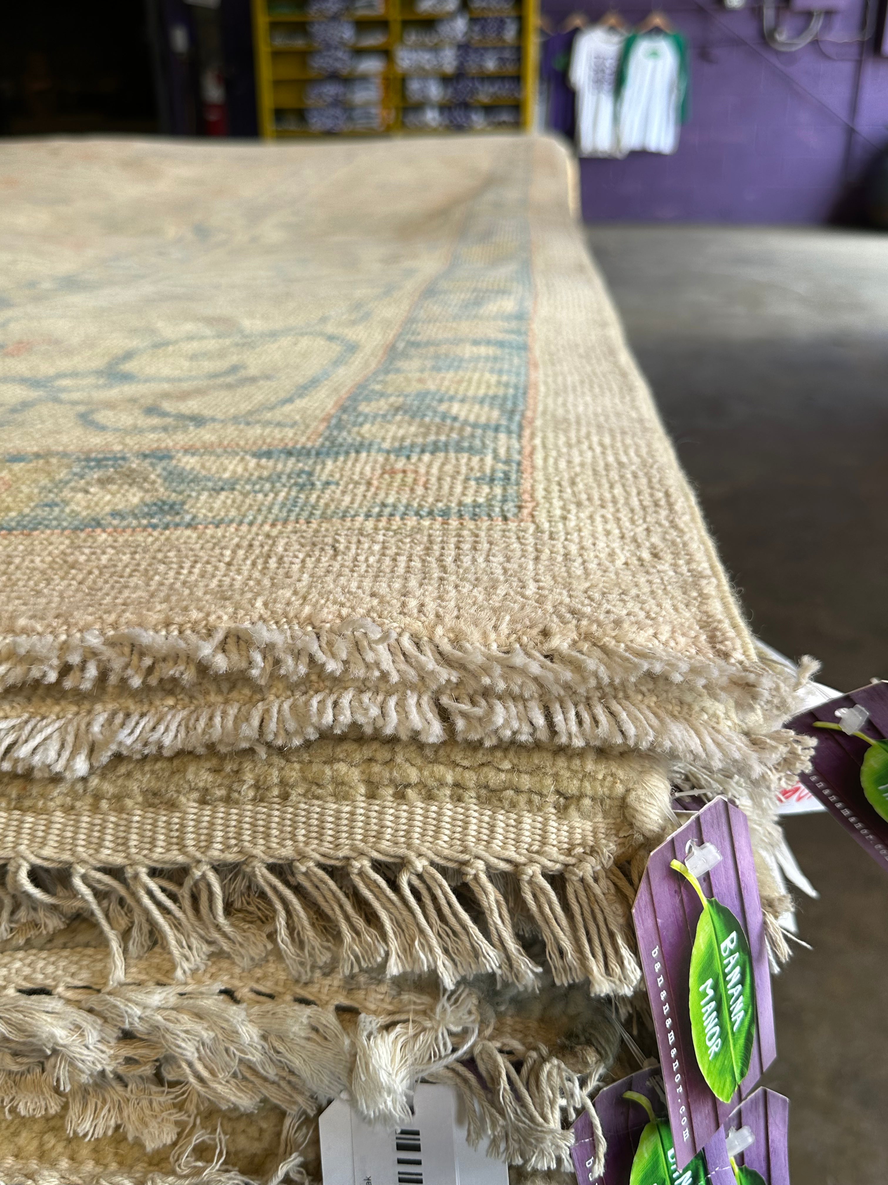 Nina 9.10x13.7 Beige Multi Whitewashed Afghani Oushak