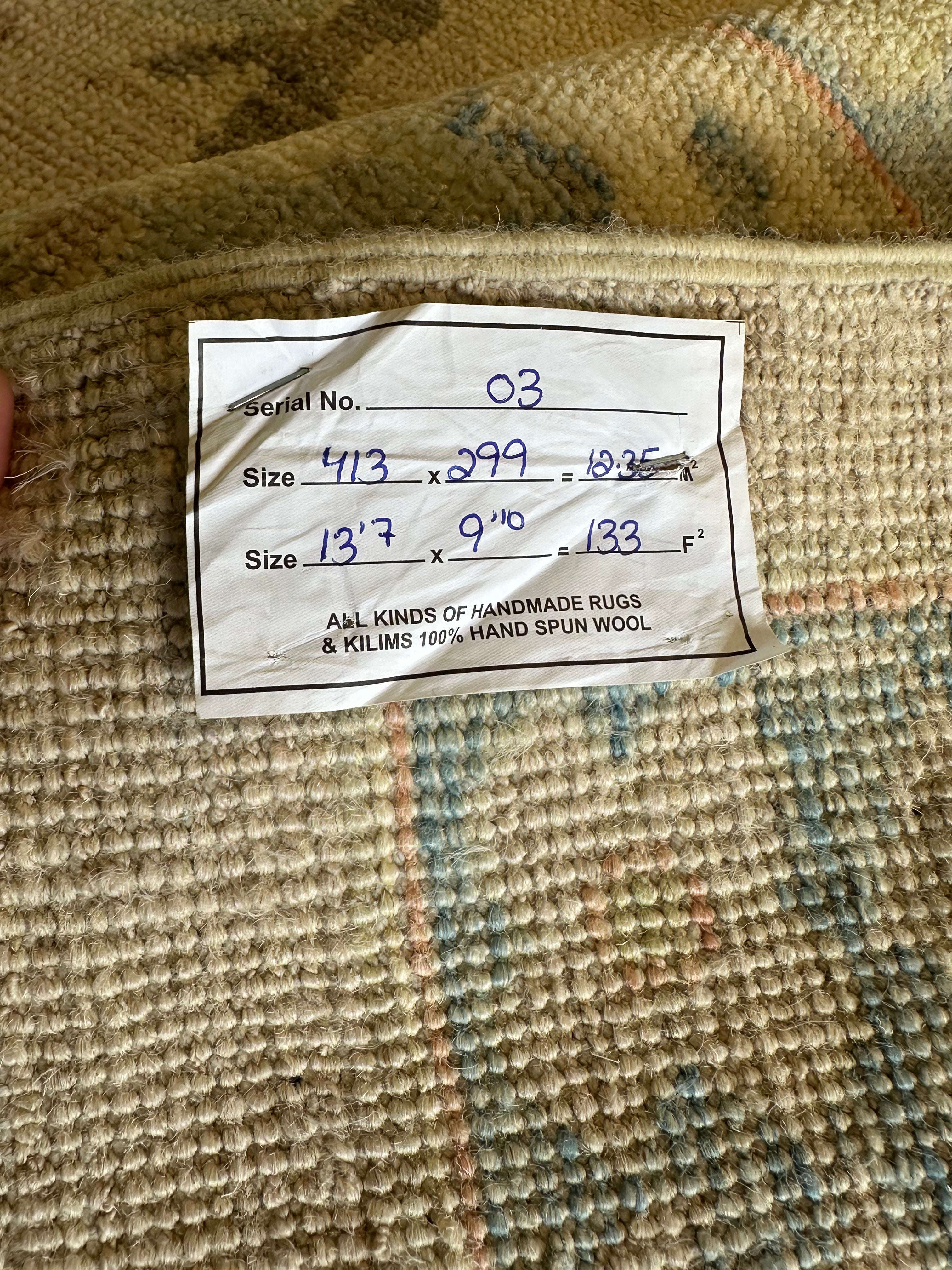 Nina 9.10x13.7 Beige Multi Whitewashed Afghani Oushak