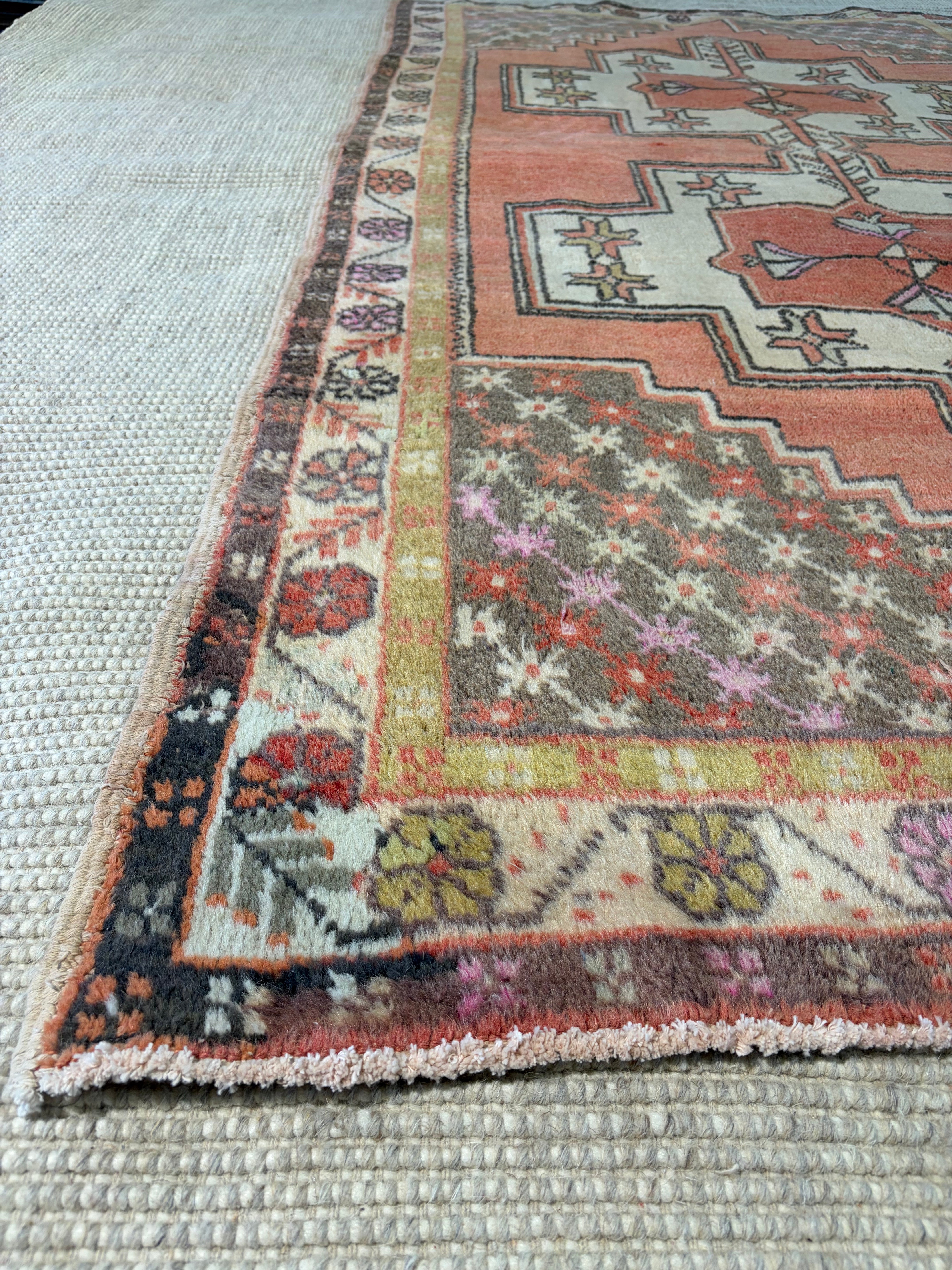 Tanya Tucker 4.5x8.6 Orange Hand-Knotted Vintage Turkish Oushak