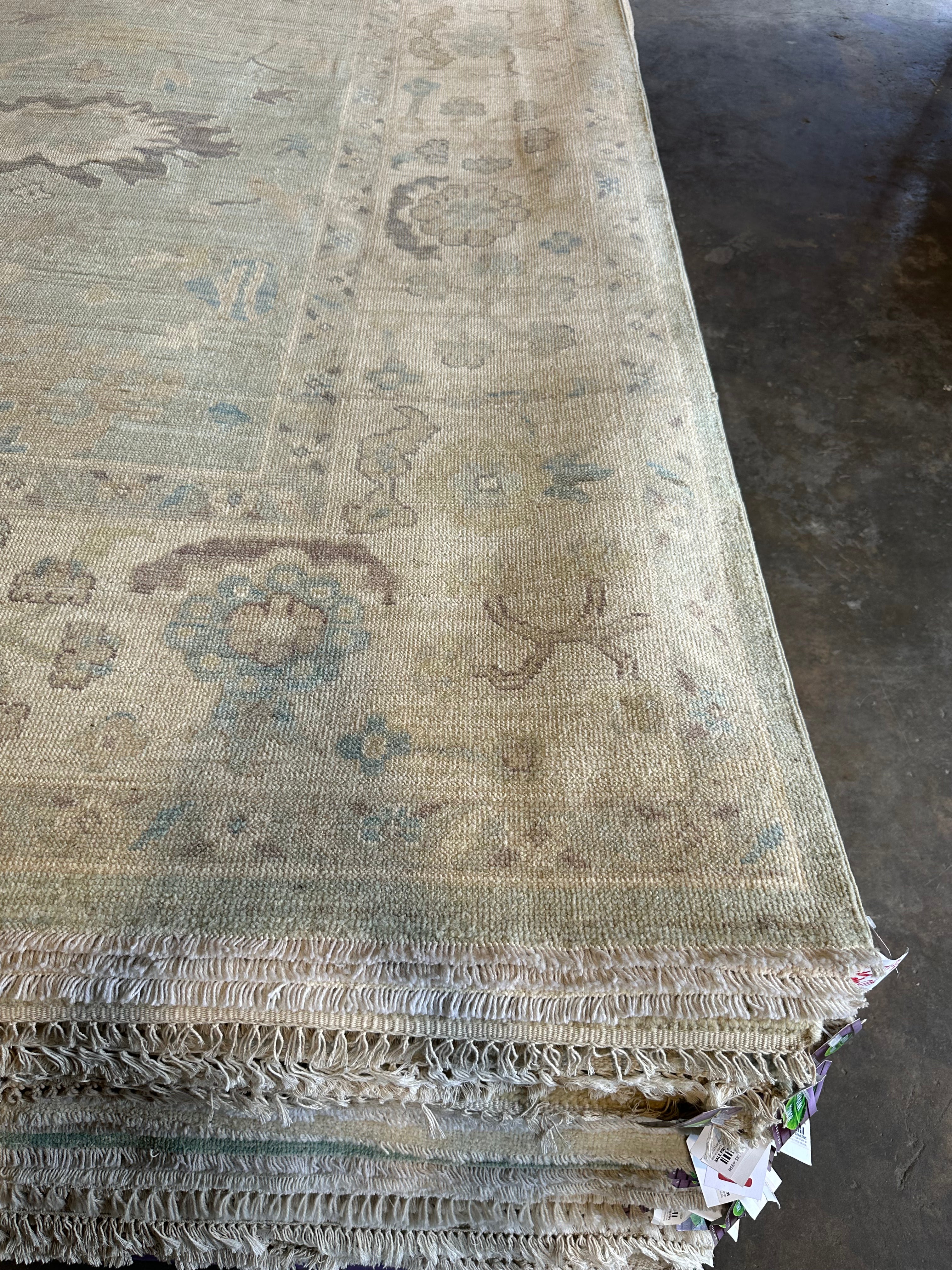 Katie Lowes 9.11x13.8 Blue Whitewashed Afghani Oushak
