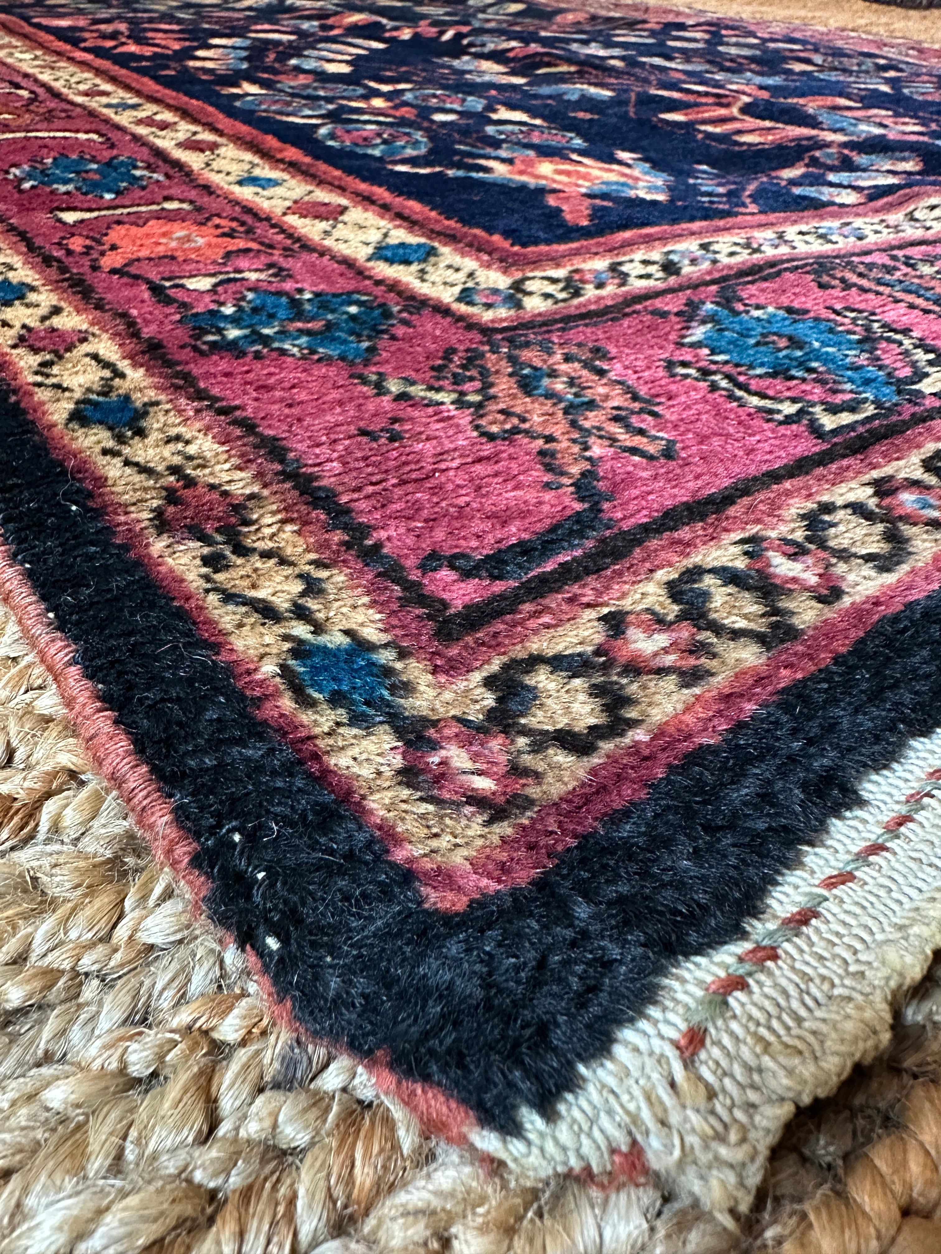 Antique West Persian Armenian Pink and Blue 4.3x6.1