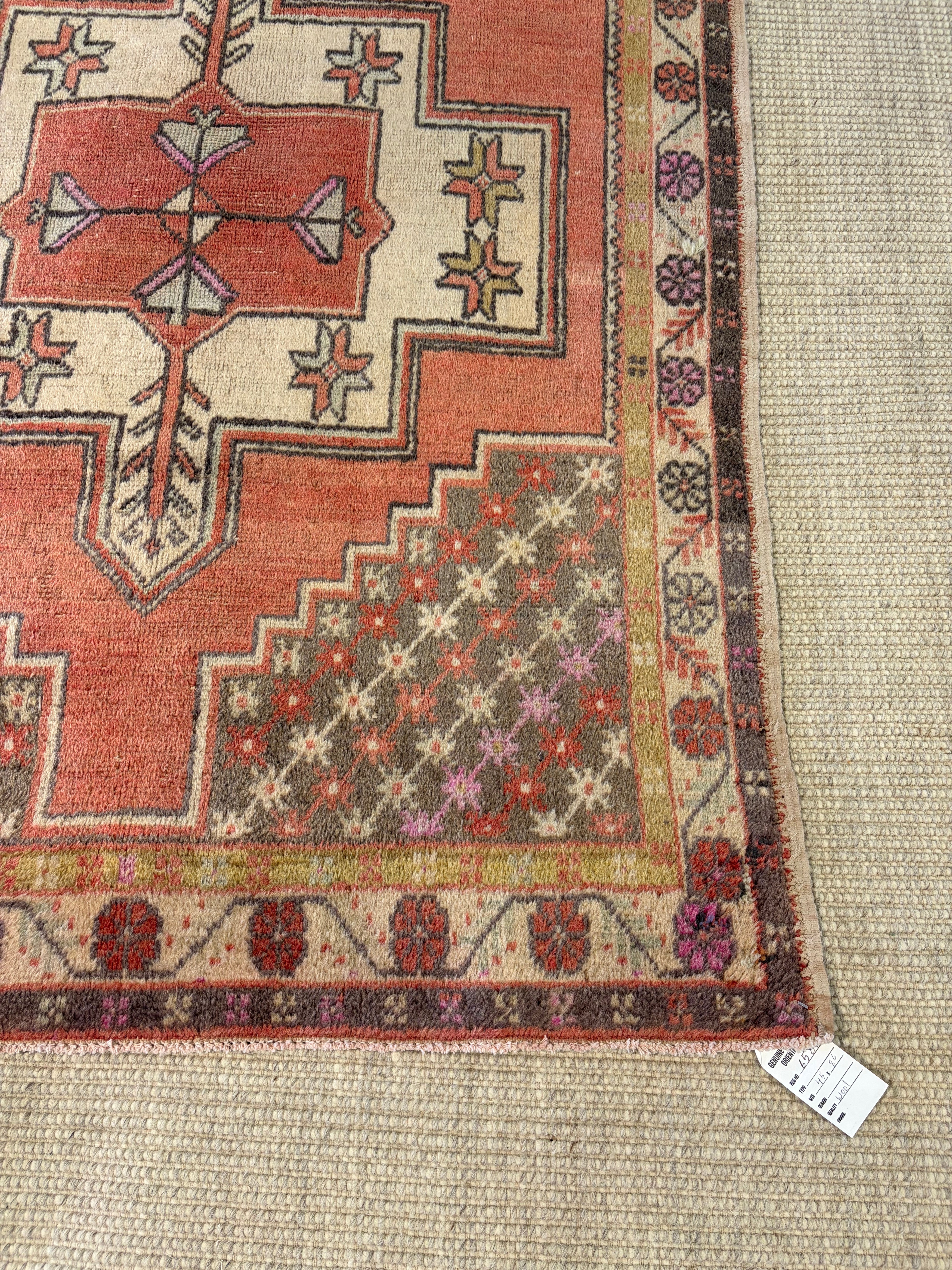 Tanya Tucker 4.5x8.6 Orange Hand-Knotted Vintage Turkish Oushak