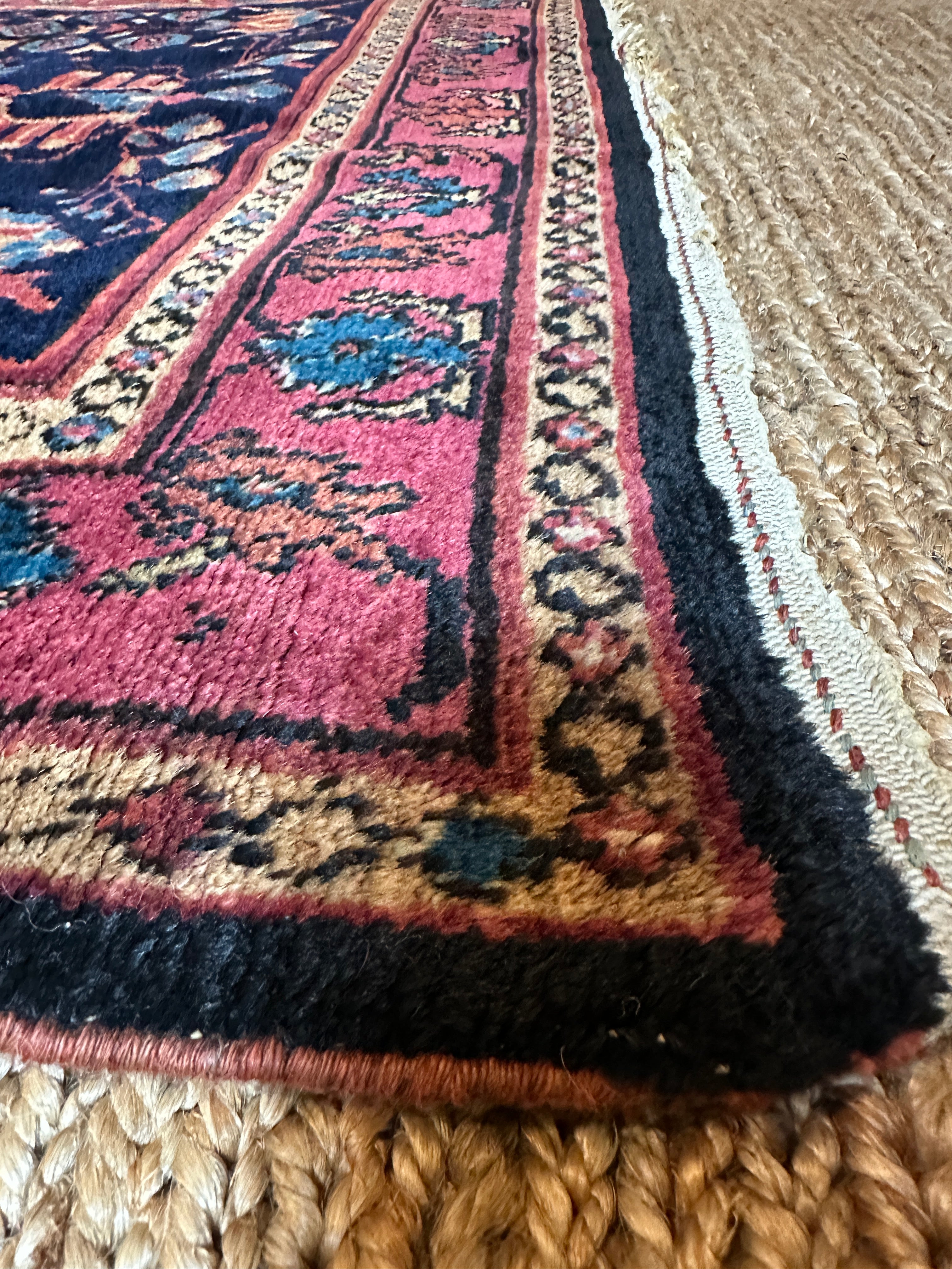 Antique West Persian Armenian Pink and Blue 4.3x6.1