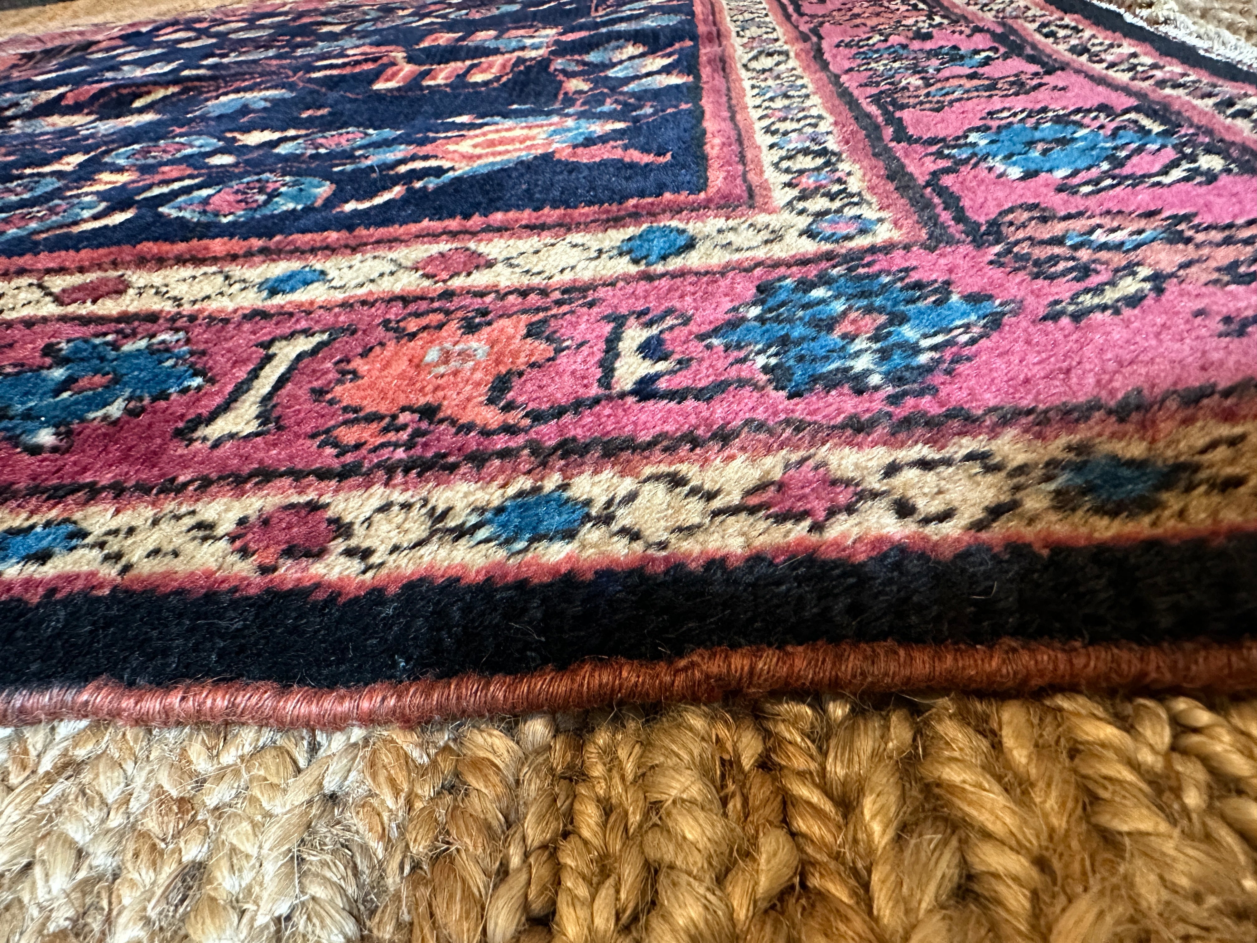 Antique West Persian Armenian Pink and Blue 4.3x6.1