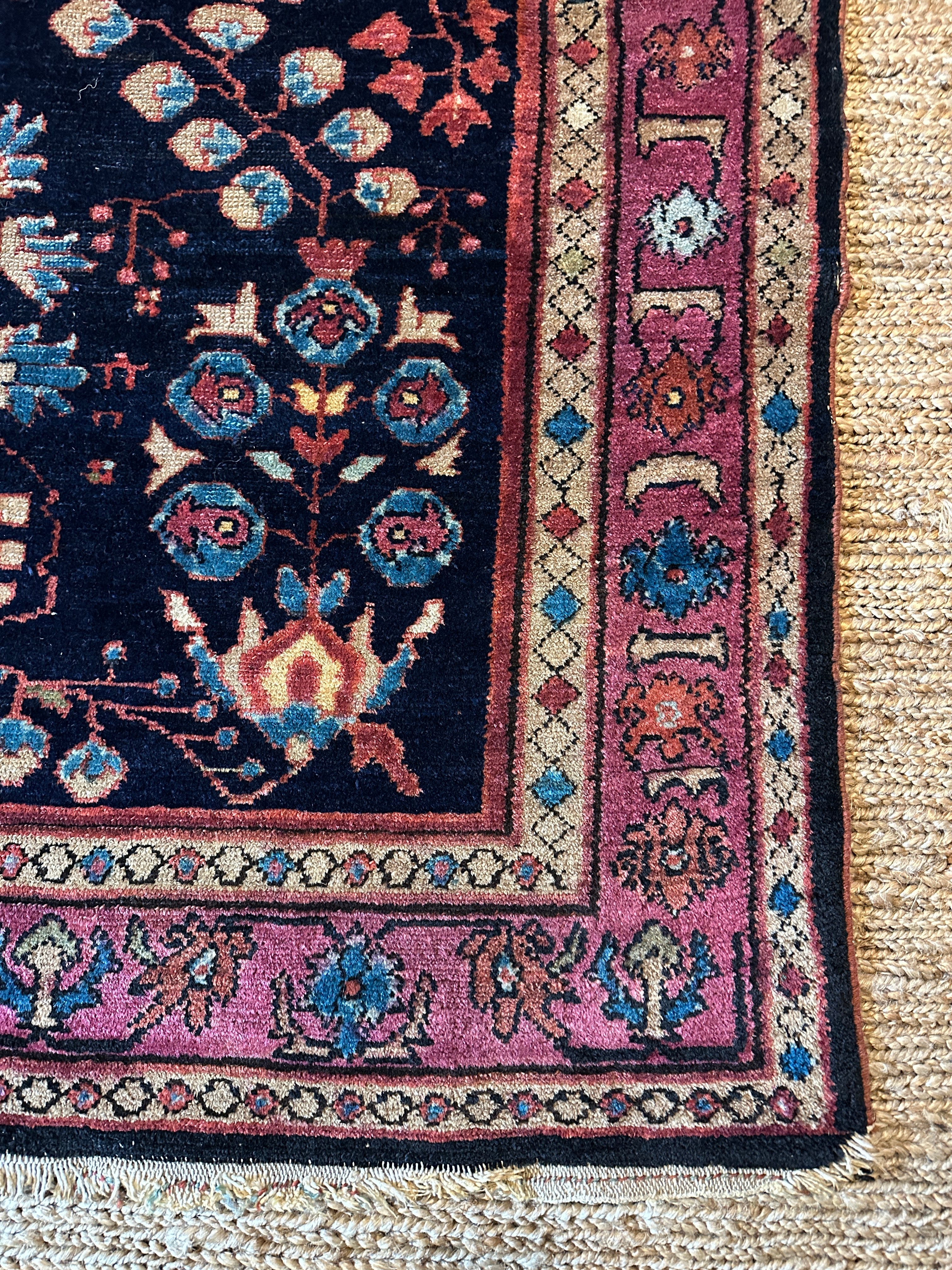 Antique West Persian Armenian Pink and Blue 4.3x6.1