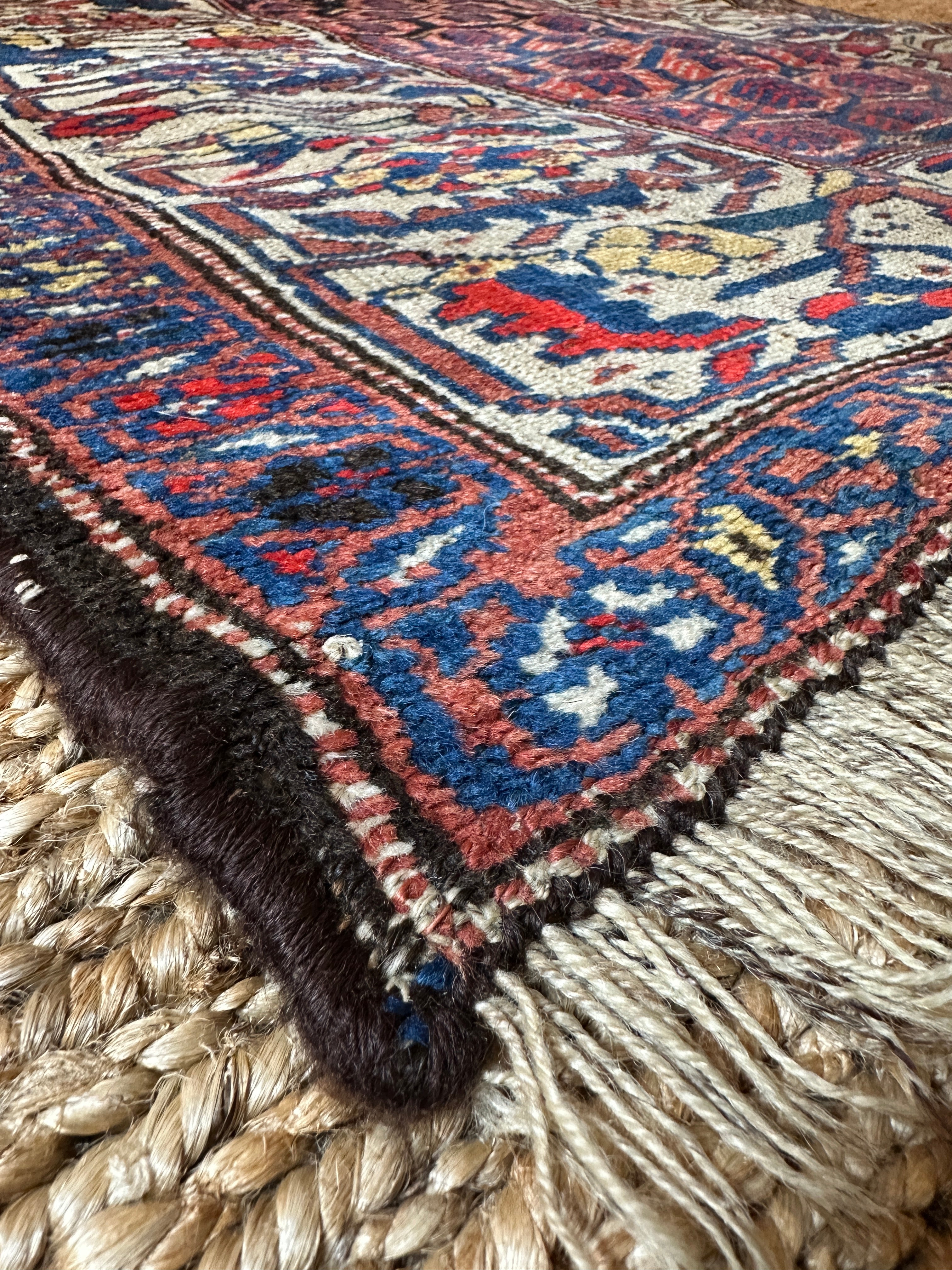 Antique Persian Kurdbakshaish Red and Blue Rug 4.1x5.7