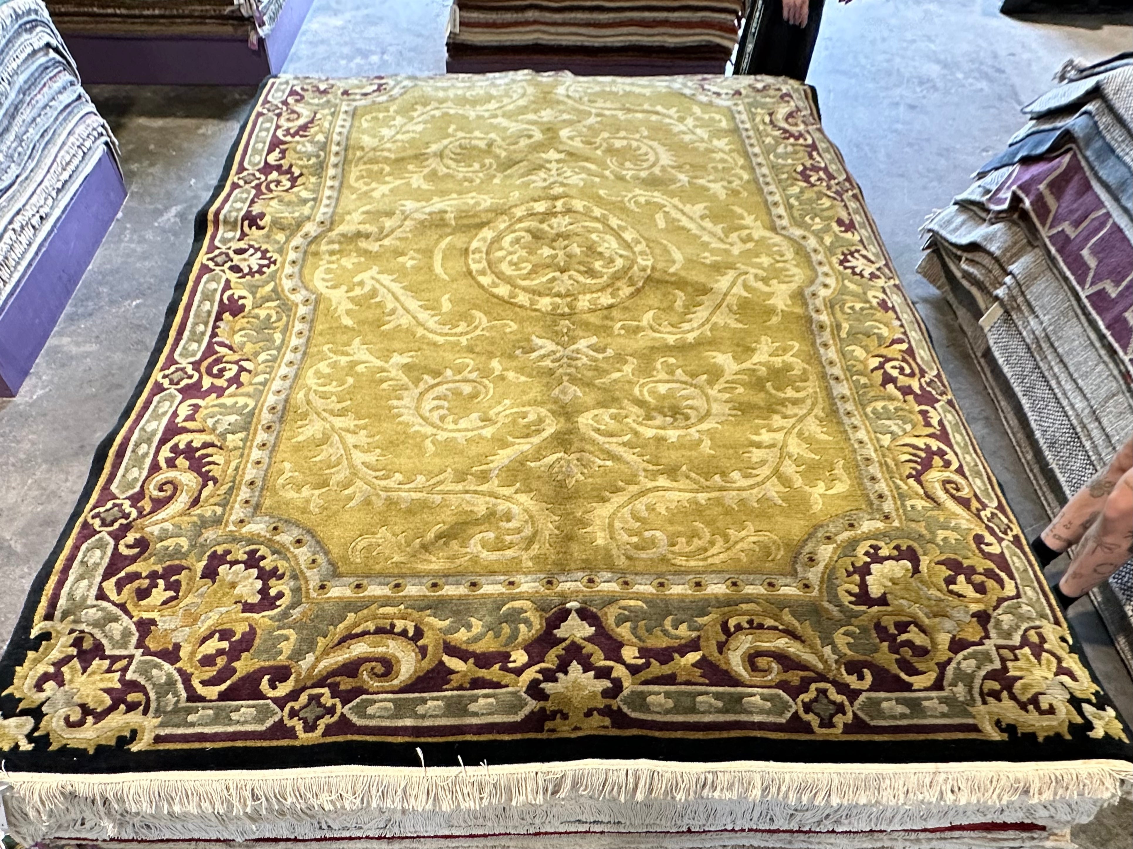 Kim Wolfe 6.2x8.9 Green Nepalese Rug - CLEARANCE 30% off