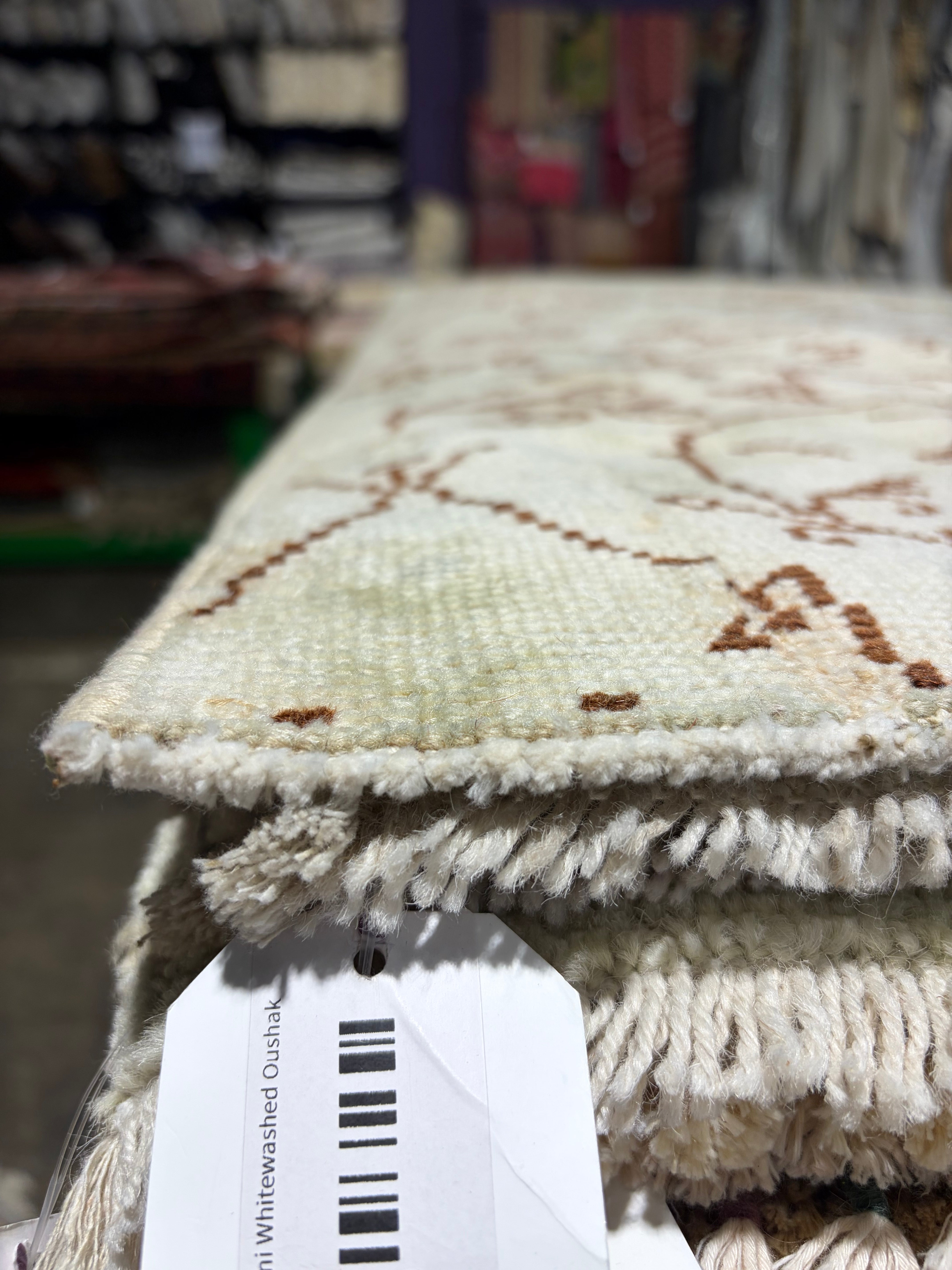 Hannah Brown 3.2x5.7 Cream Hand-Knotted Vintage Turkish Oushak