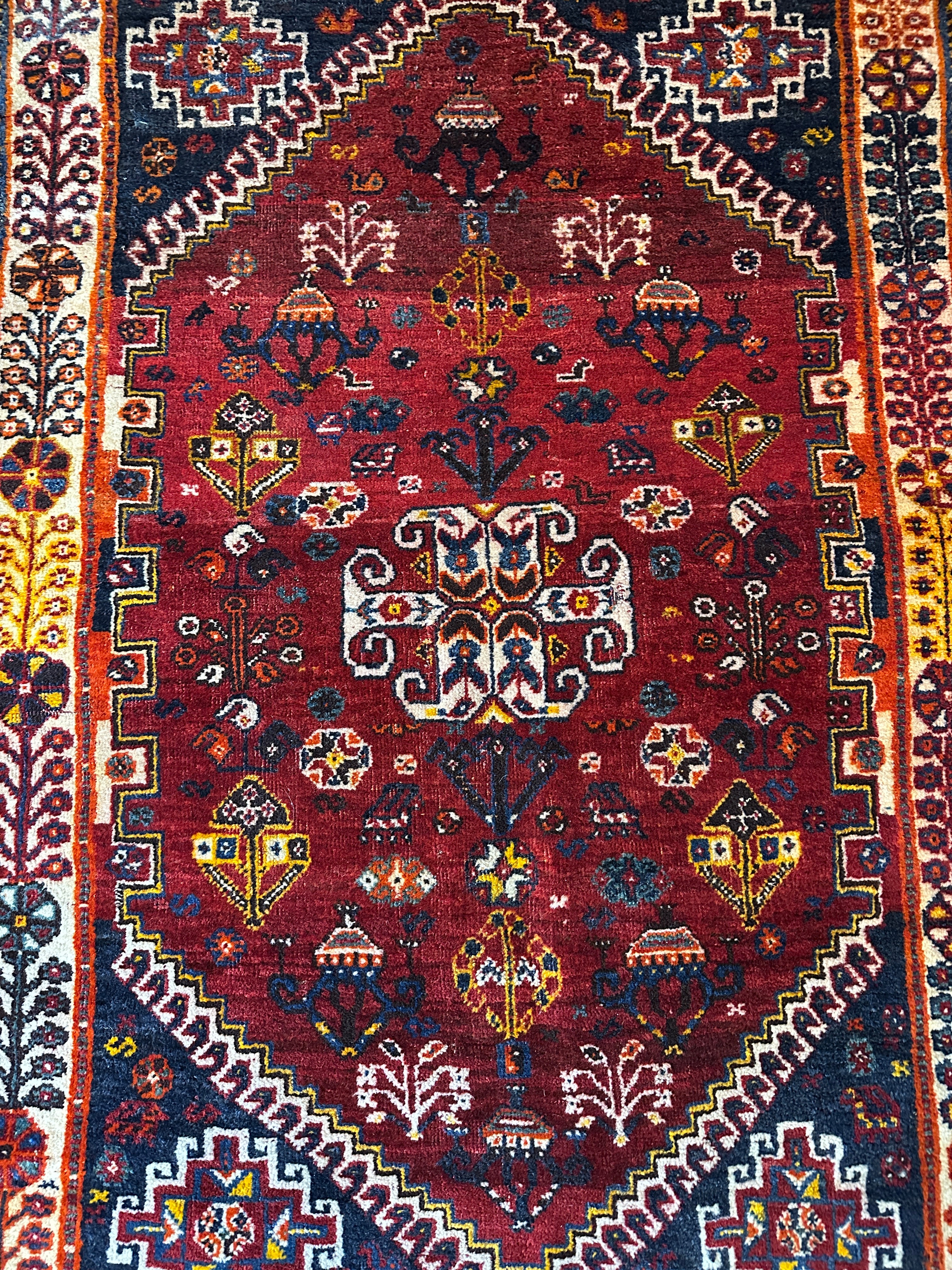 Antique Persian Tribal Red Rug 3.7x5.1