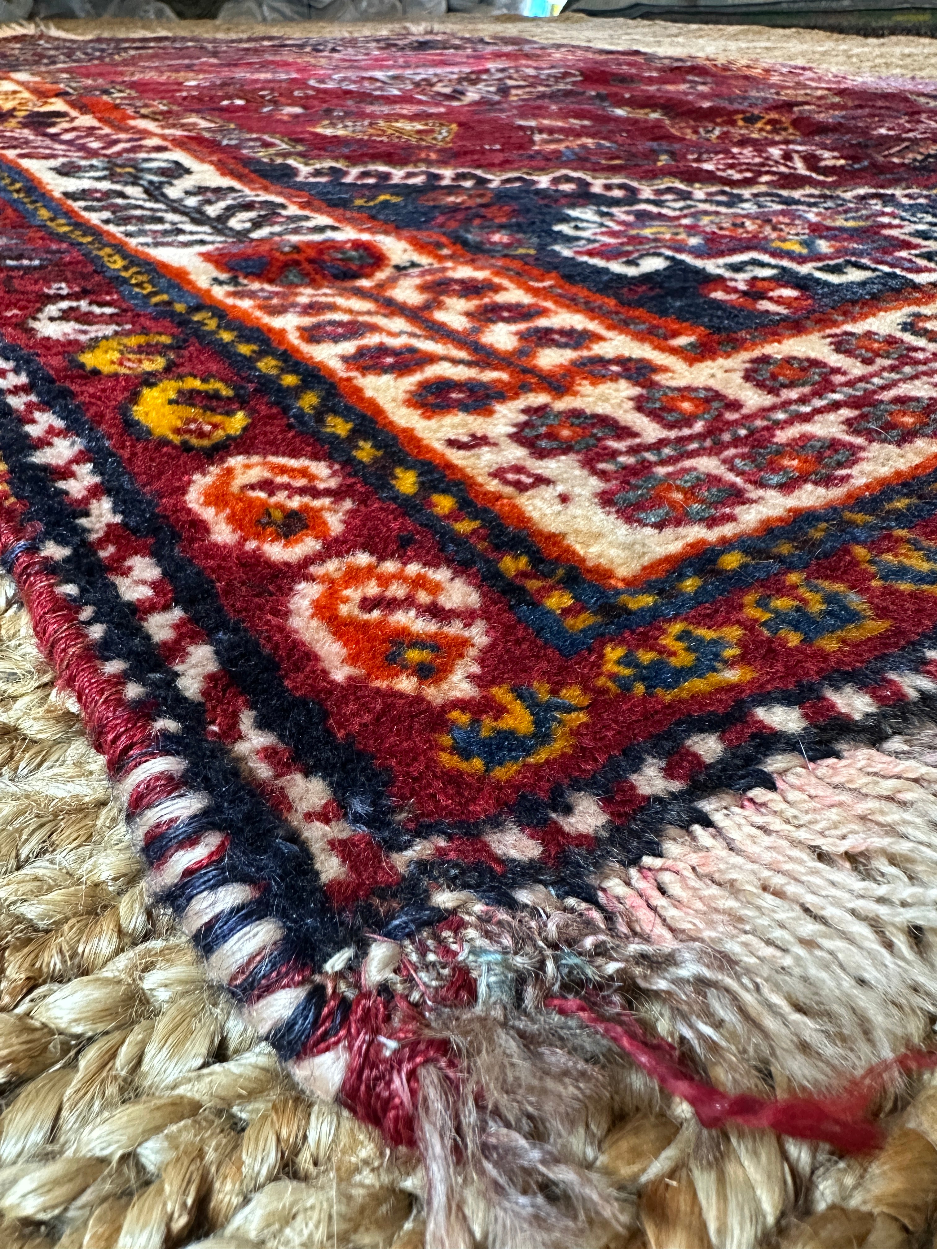 Antique Persian Tribal Red Rug 3.7x5.1