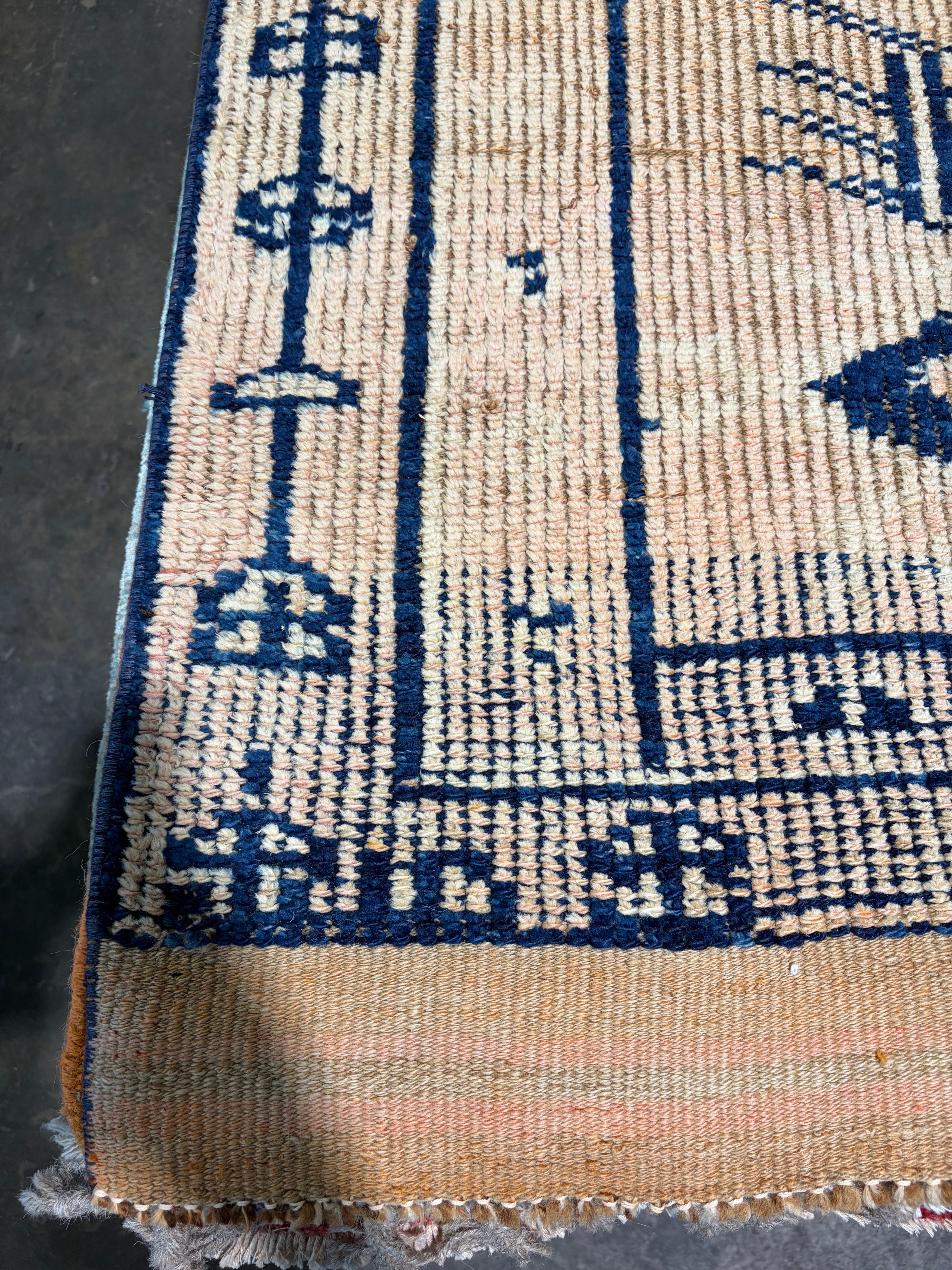 Paige Grey 2.9x10.6 Light Pink and Blue Hand-Knotted Turkish Runner