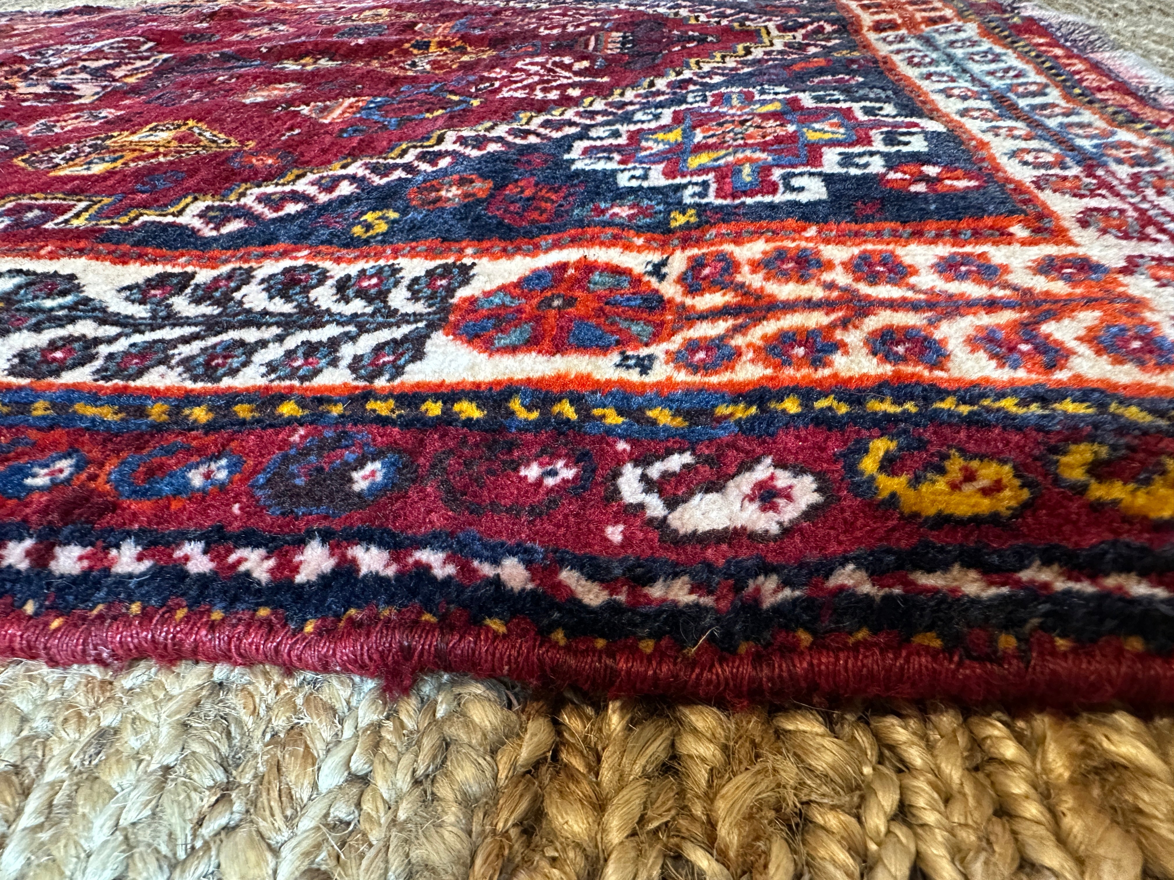 Antique Persian Tribal Red Rug 3.7x5.1