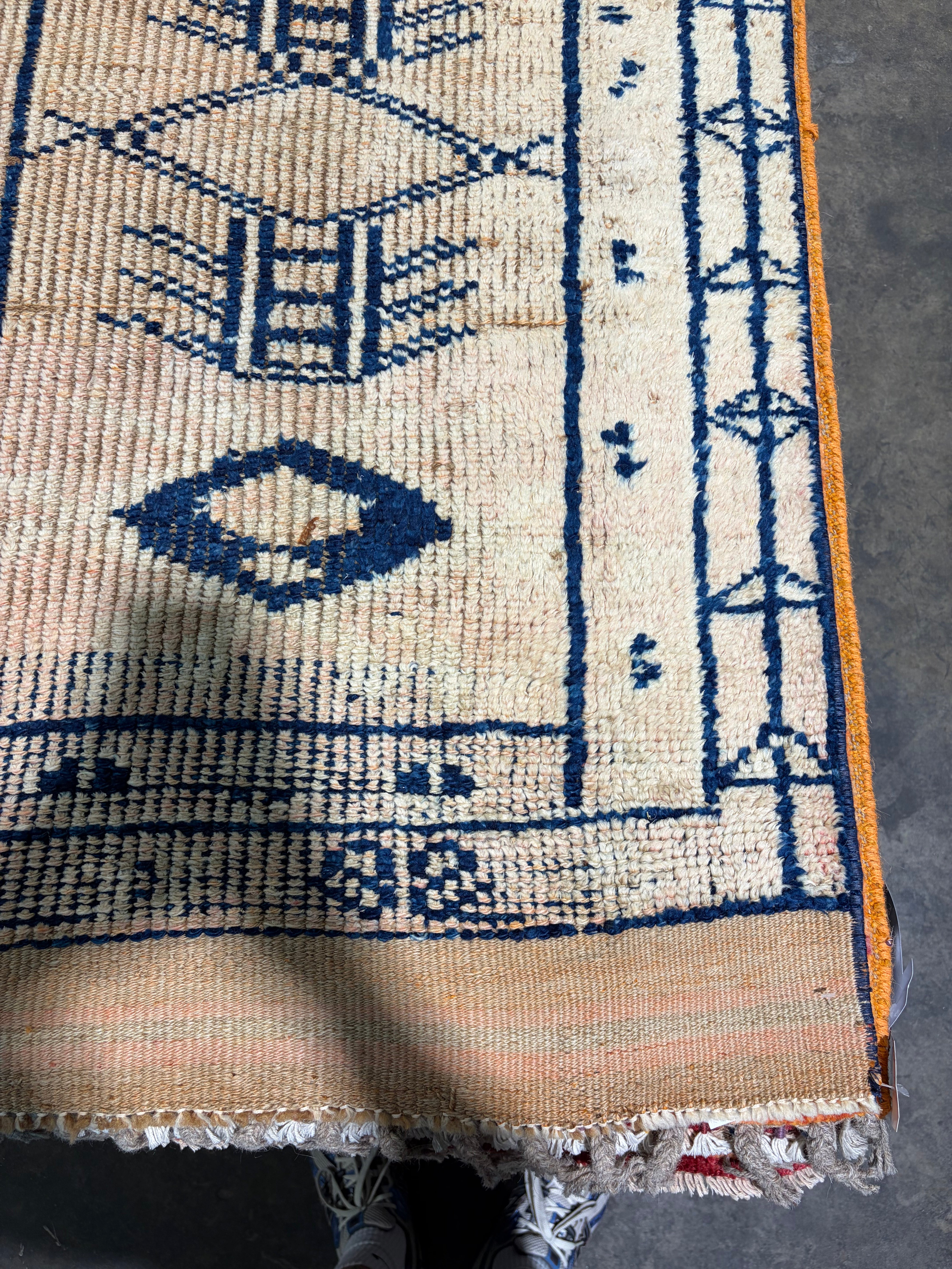 Paige Grey 2.9x10.6 Light Pink and Blue Hand-Knotted Turkish Runner