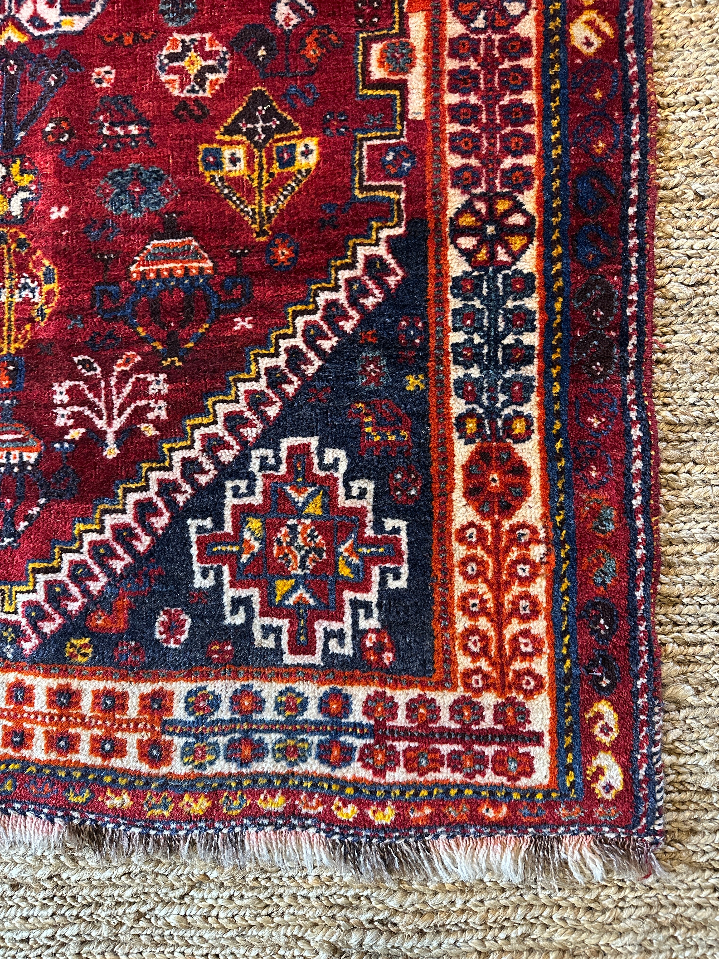 Antique Persian Tribal Red Rug 3.7x5.1