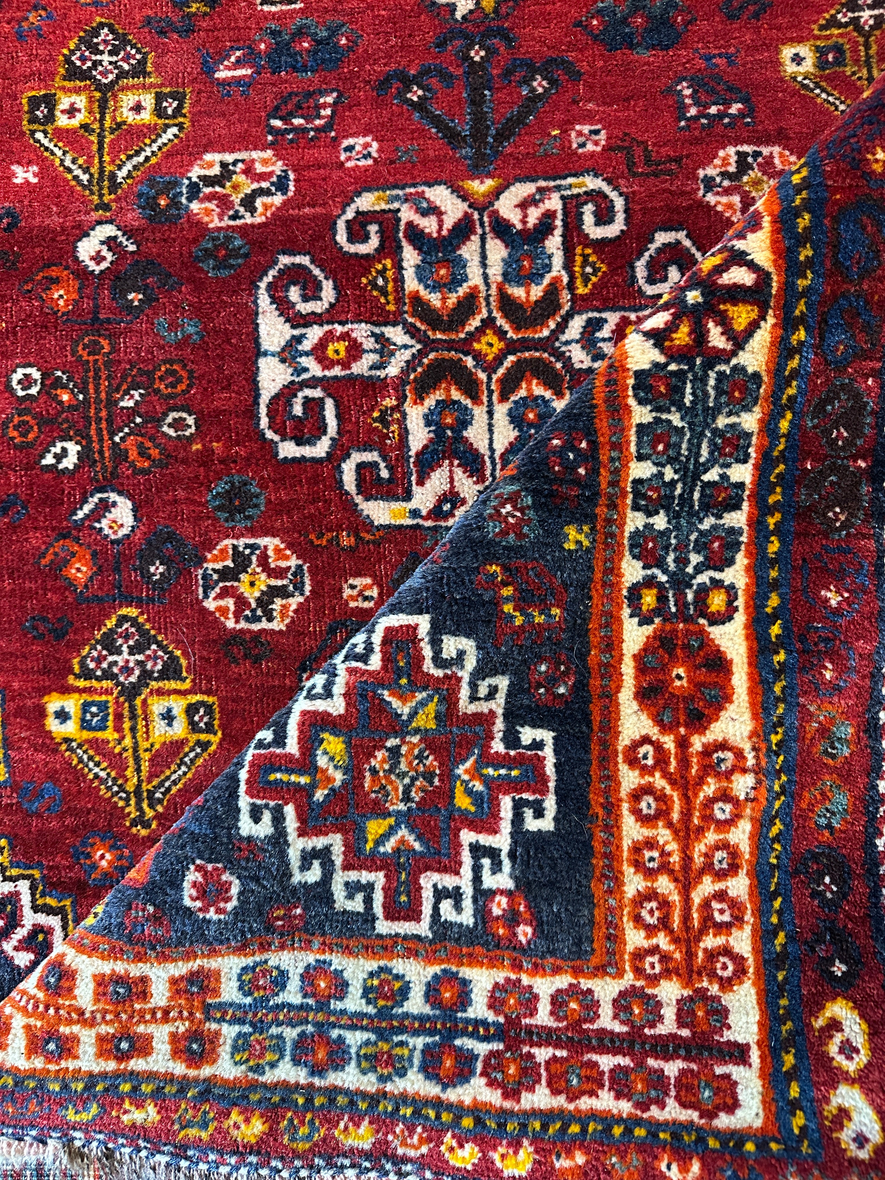 Antique Persian Tribal Red Rug 3.7x5.1