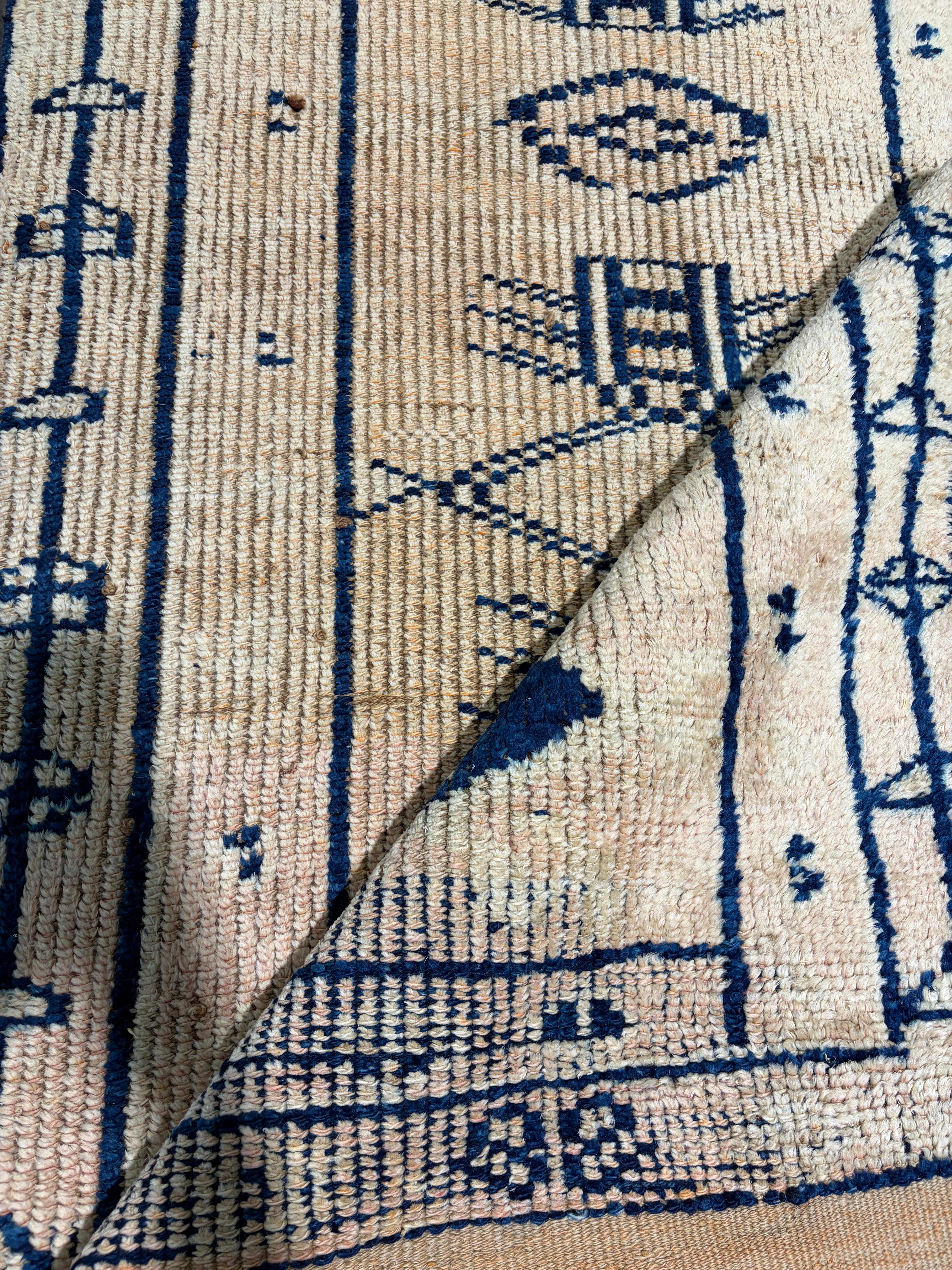 Paige Grey 2.9x10.6 Light Pink and Blue Hand-Knotted Turkish Runner