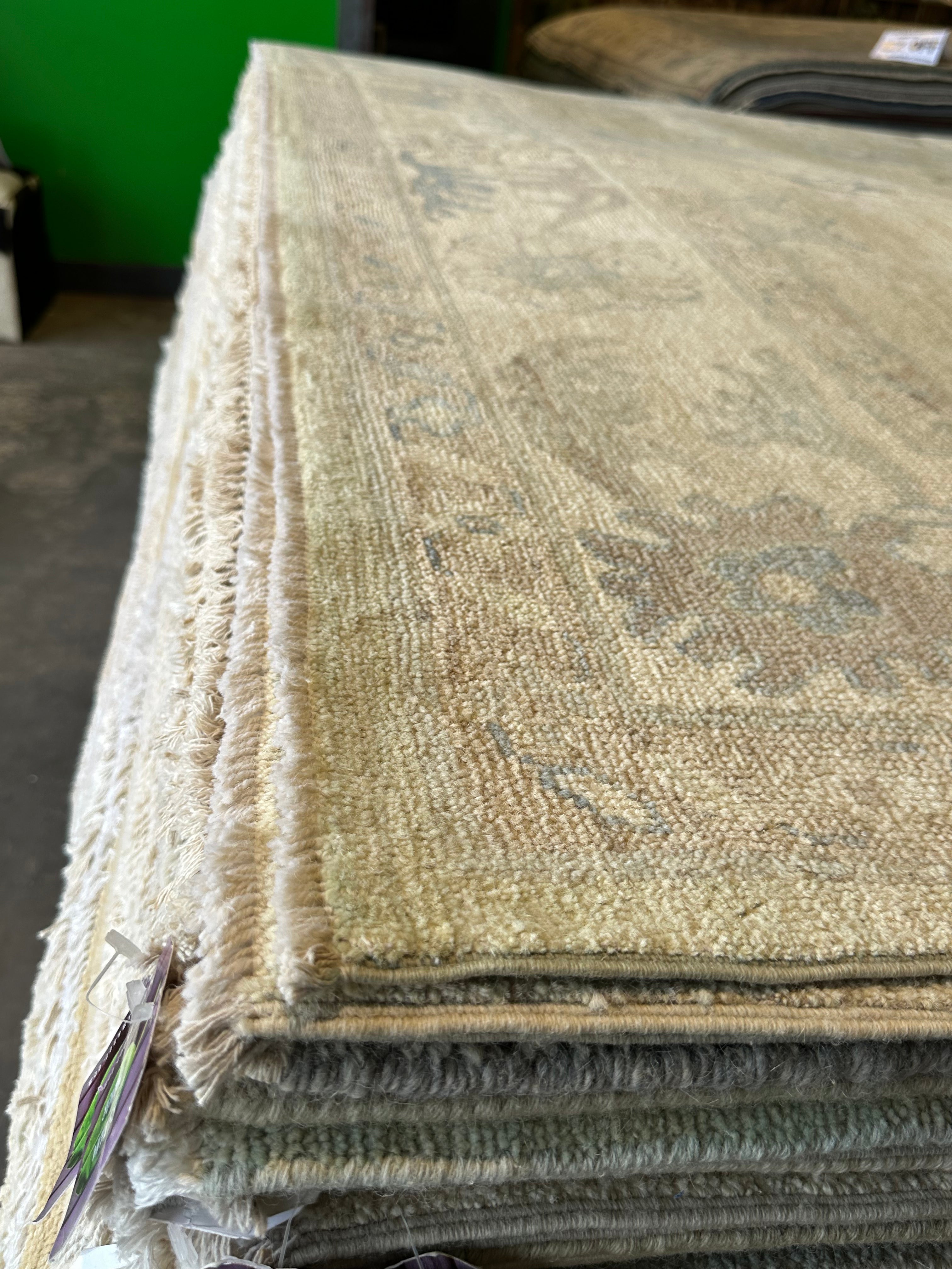 Starr 8.3x9.9 Light Green Whitewashed Afghani Oushak