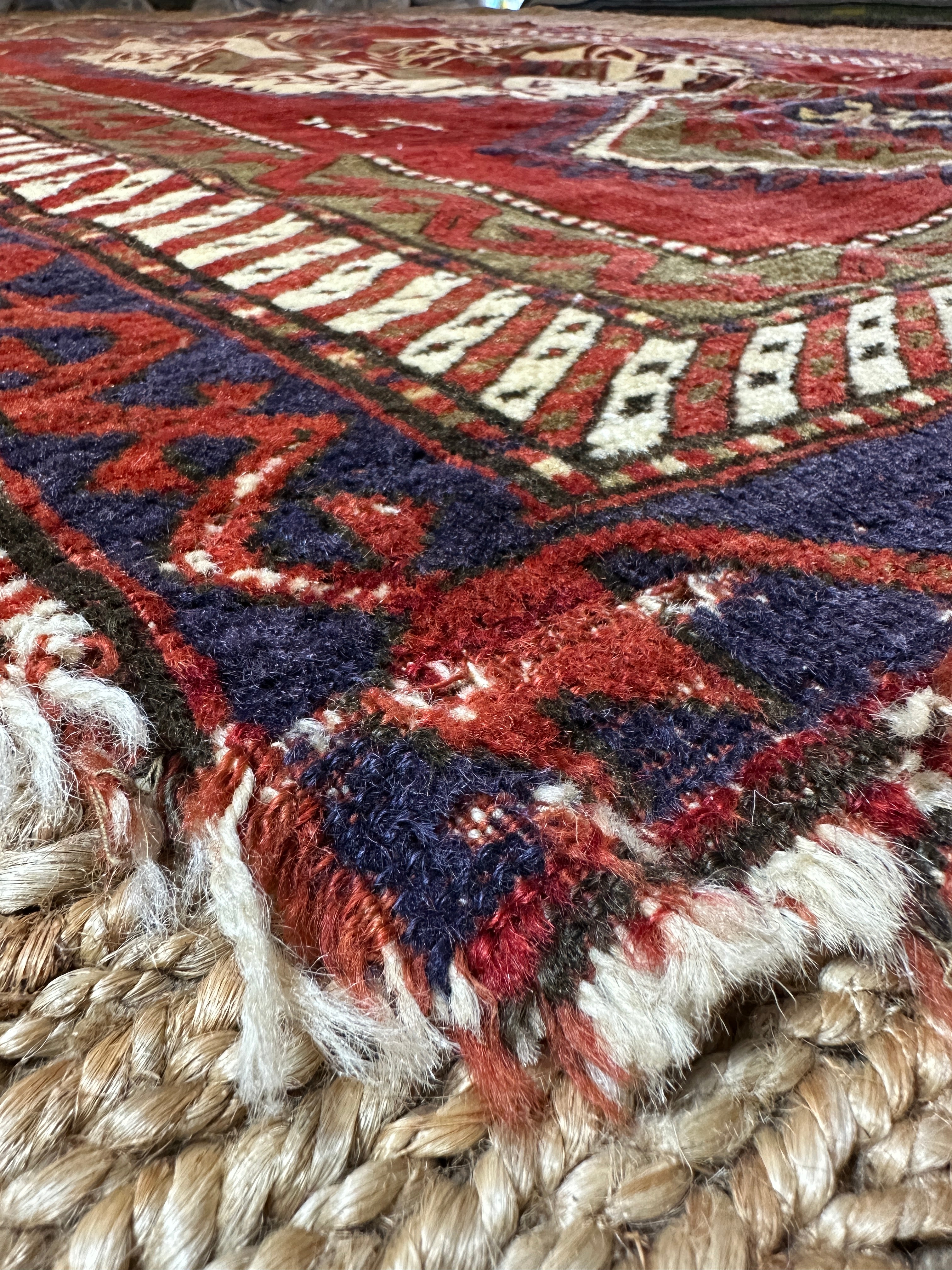 Antique Caucasian Kazak Red Rug 5.6x7