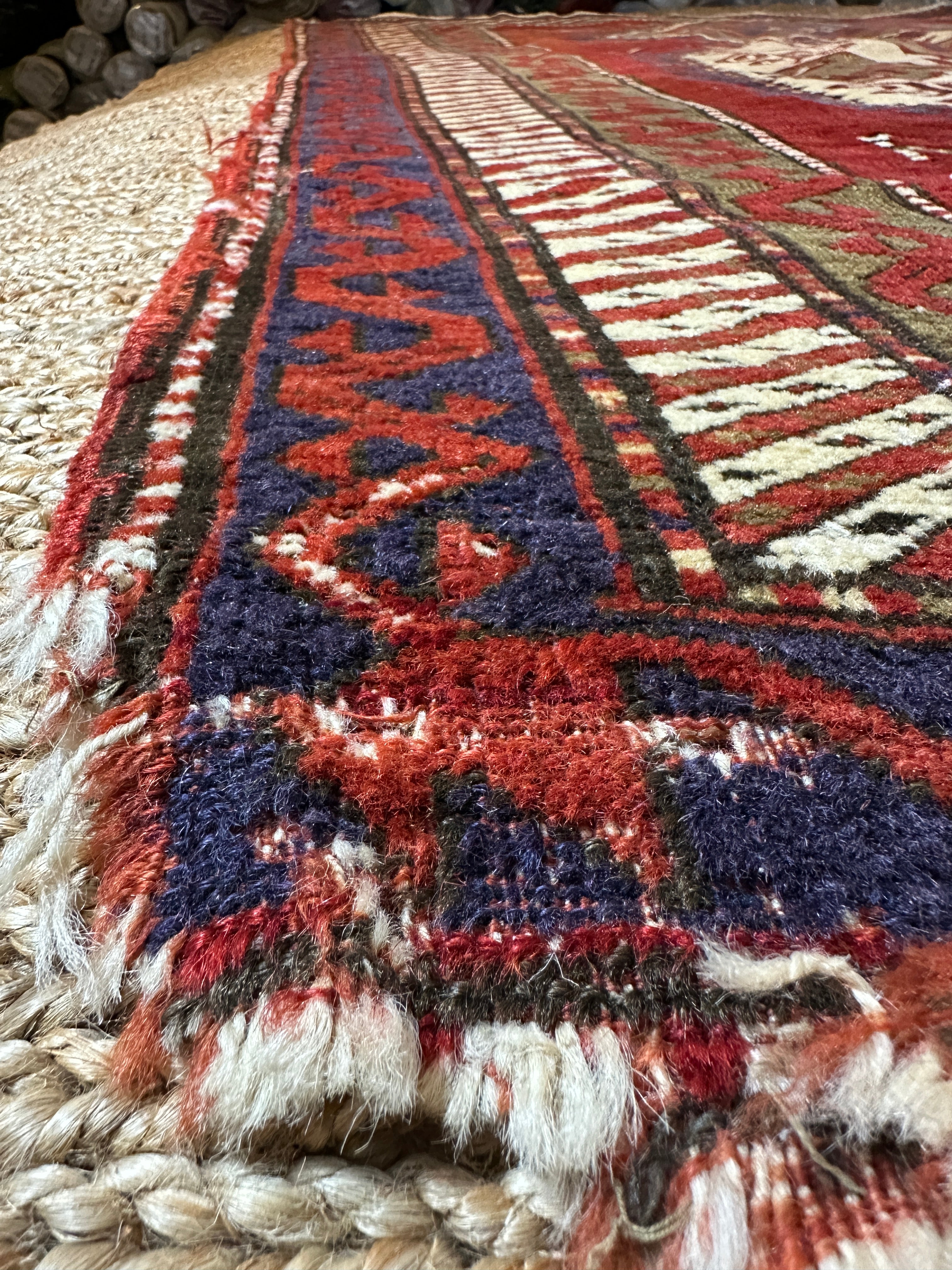 Antique Caucasian Kazak Red Rug 5.6x7