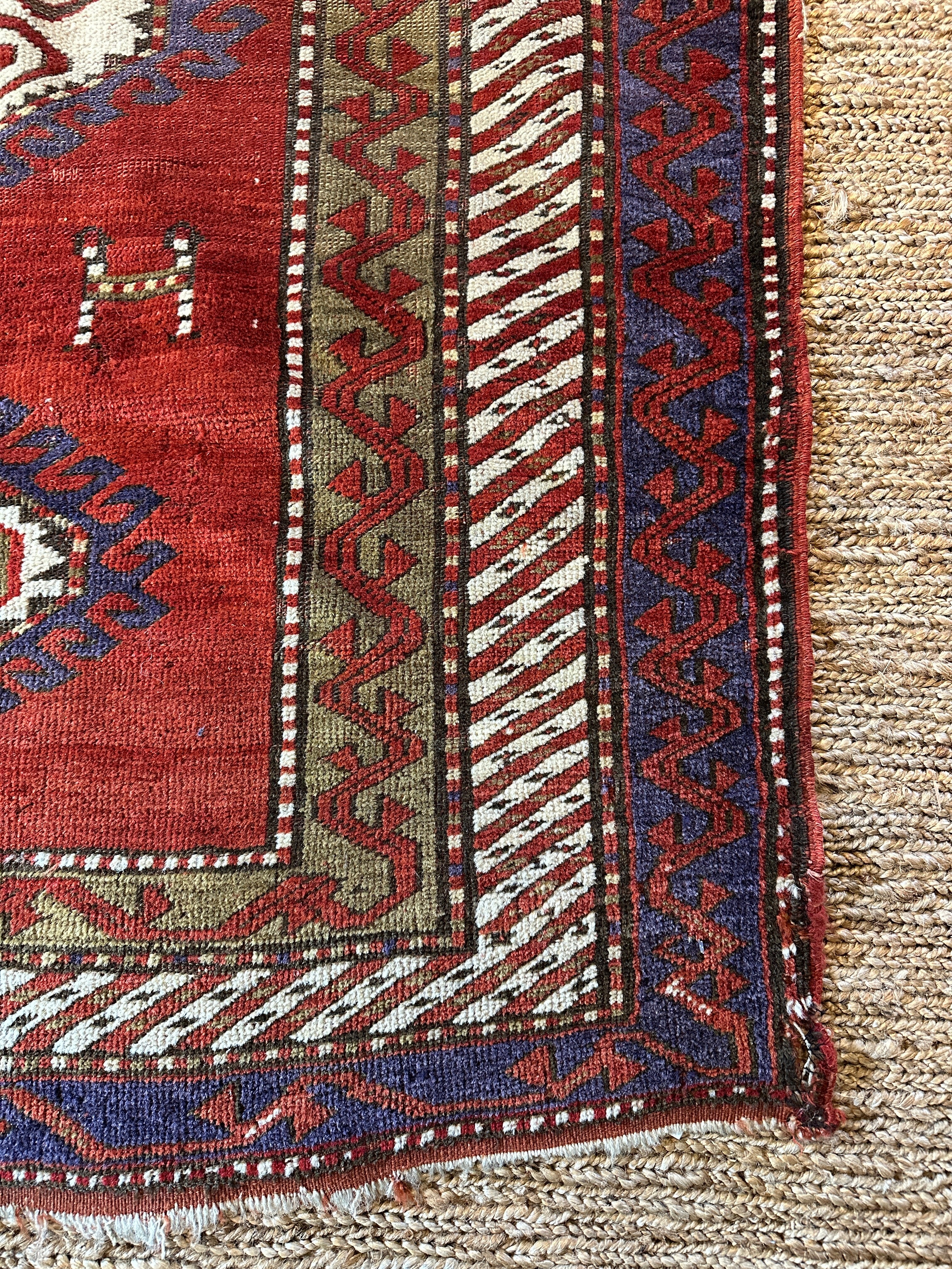 Antique Caucasian Kazak Red Rug 5.6x7