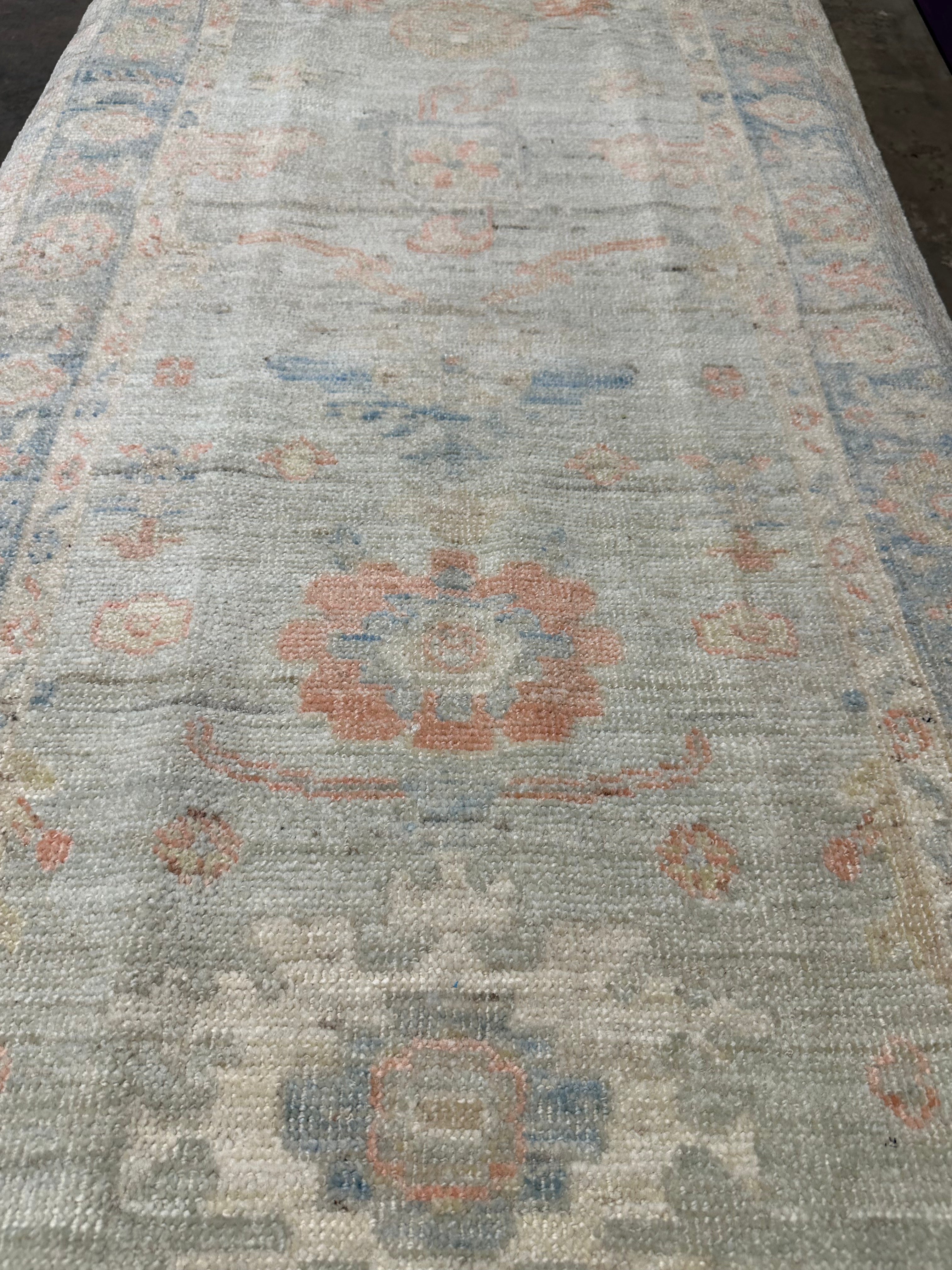Margo Banks 2.11x14.9 Light Blue Whitewashed Afghani Oushak Runner