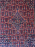 Antique Persian Senneh Red and Blue Rug 3.6x5