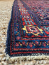 Antique Persian Senneh Red and Blue Rug 3.6x5