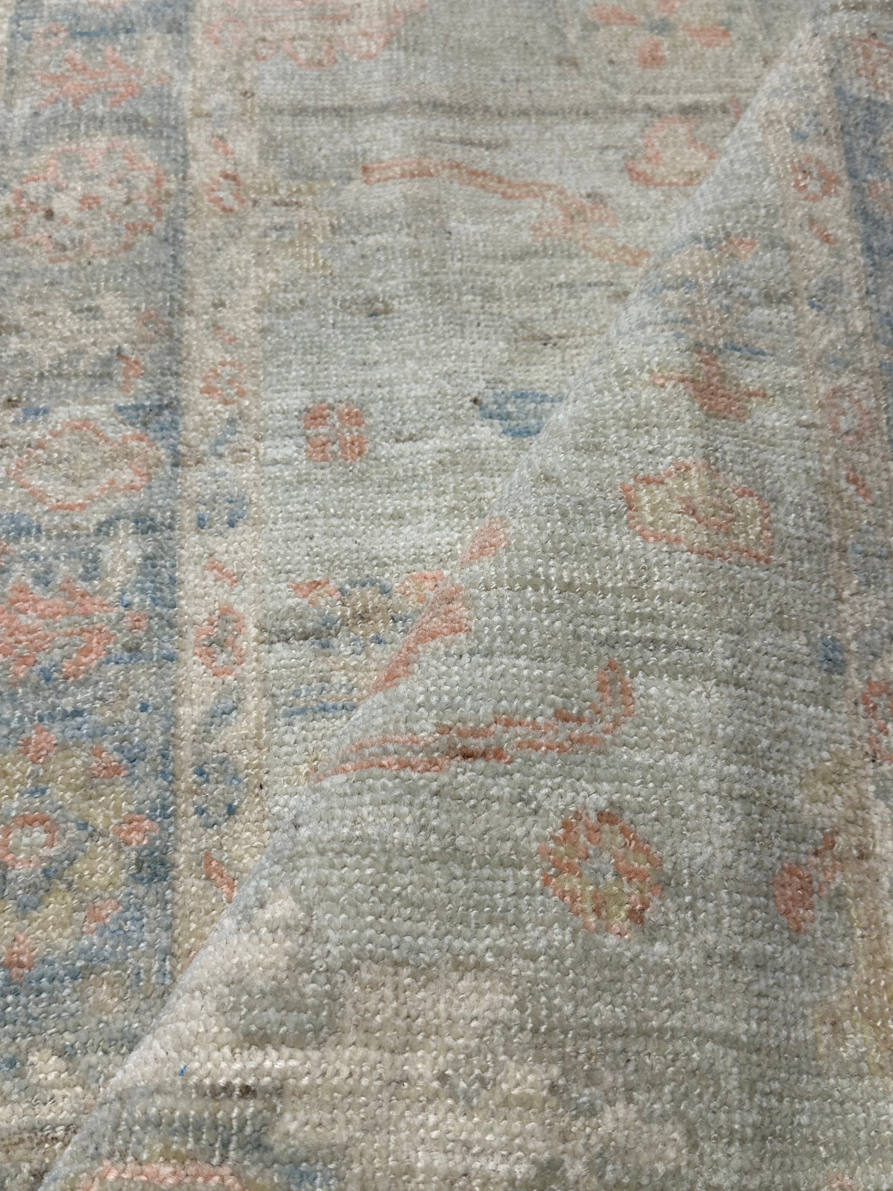 Margo Banks 2.11x14.9 Light Blue Whitewashed Afghani Oushak Runner